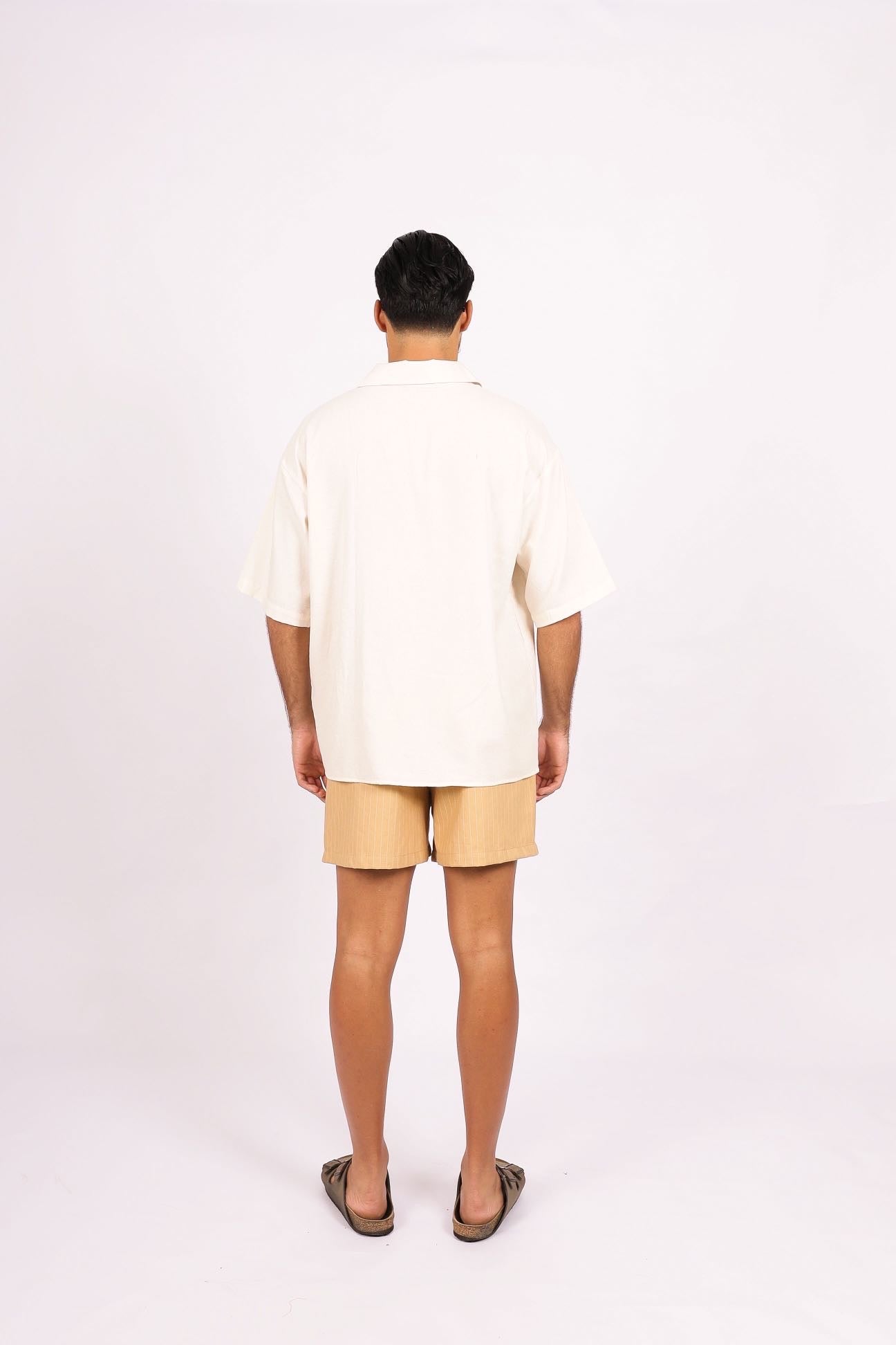 Camisa Linho Flores Renda Off White