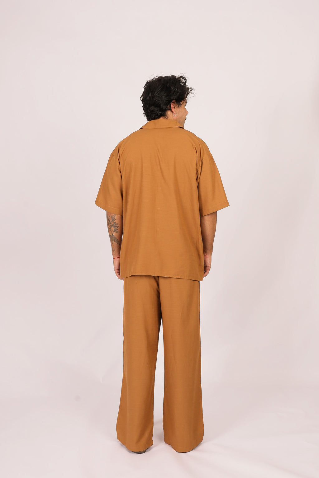 Camisa Ampla Franjas Marrom