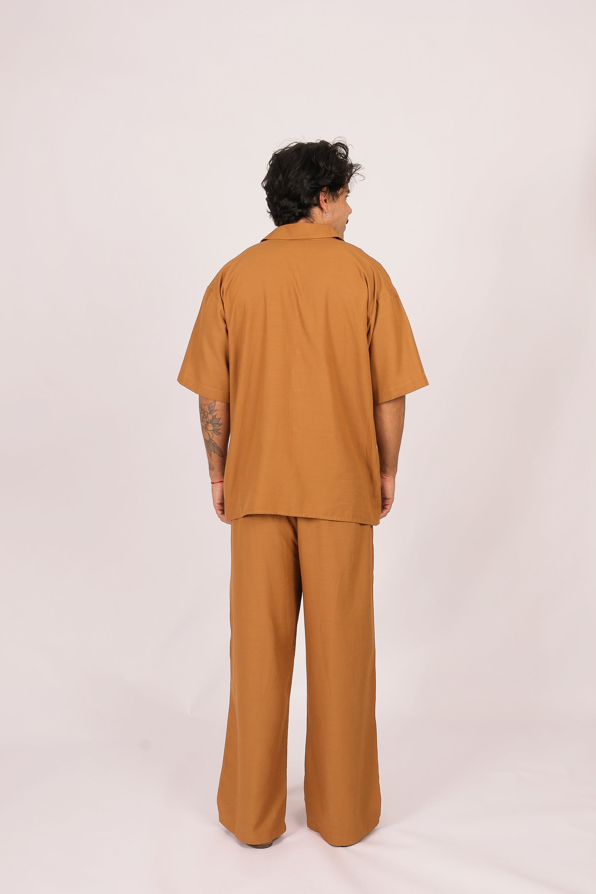 Camisa Ampla Franjas Marrom