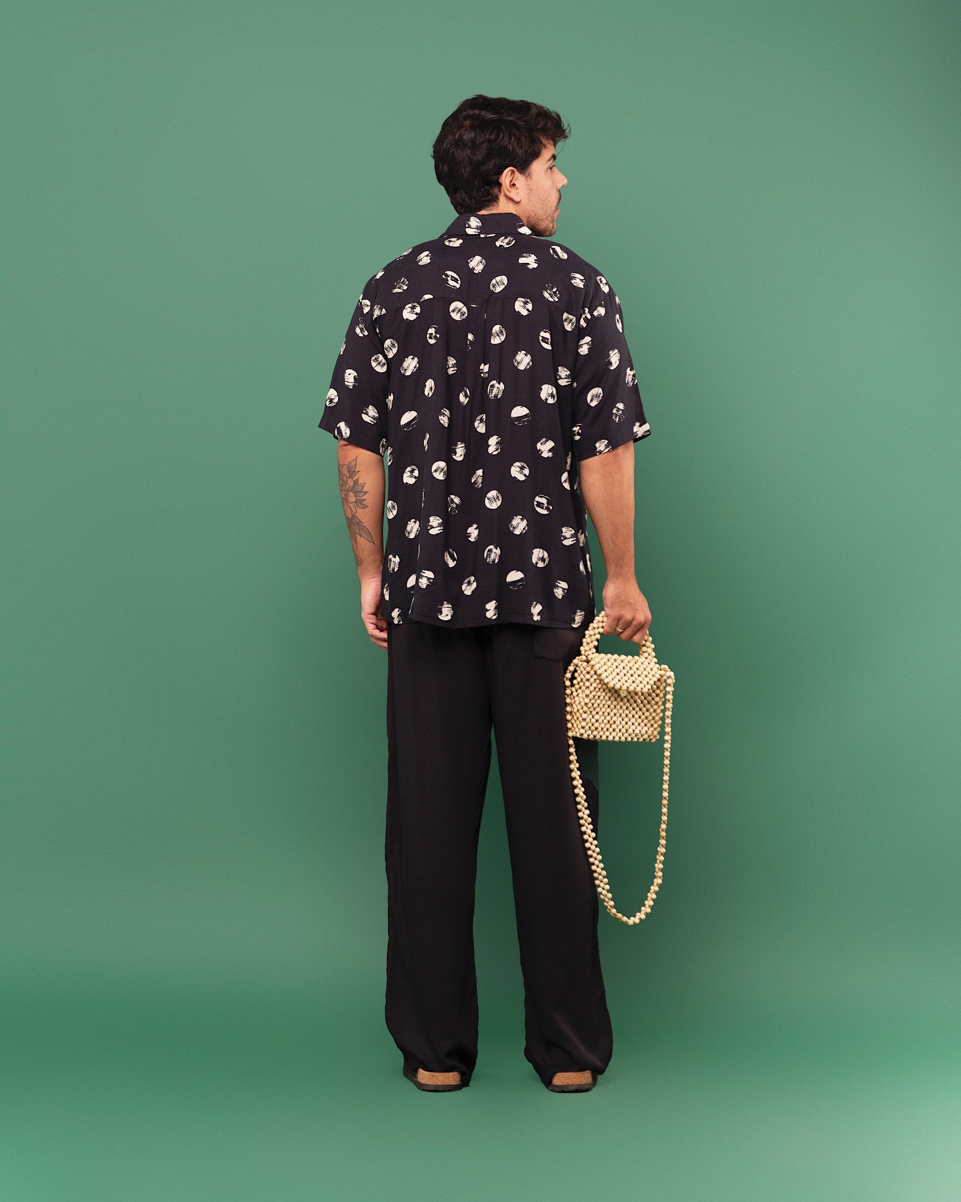 Camisa Poá Viscose Preta