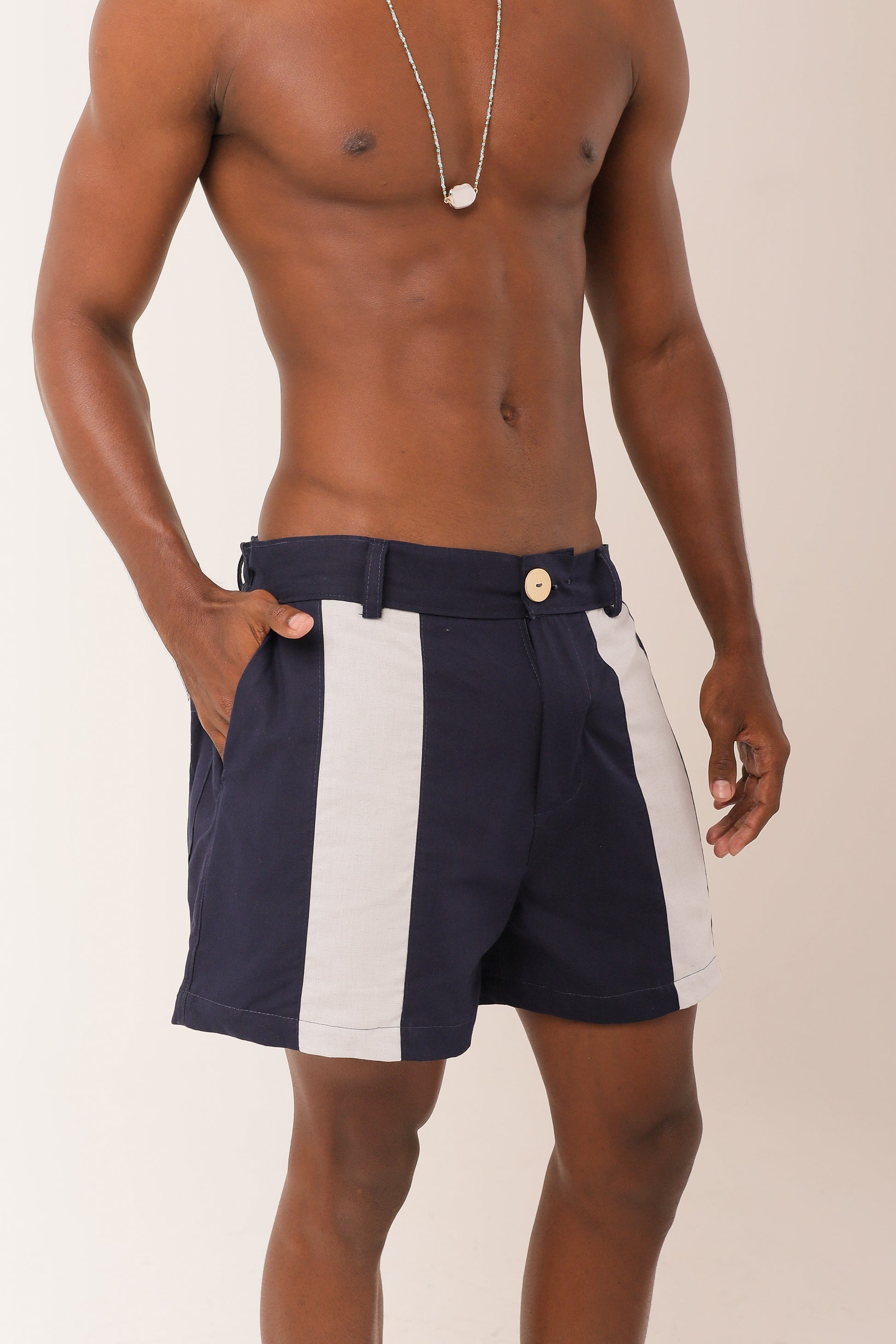 Short Linho Bicolor Marinho