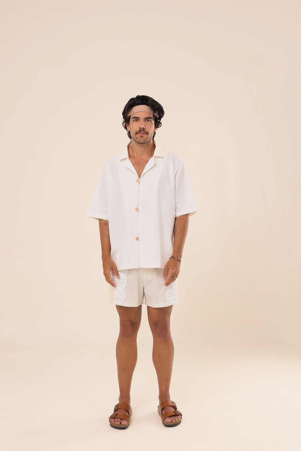 Camisa Linho Botões Off White