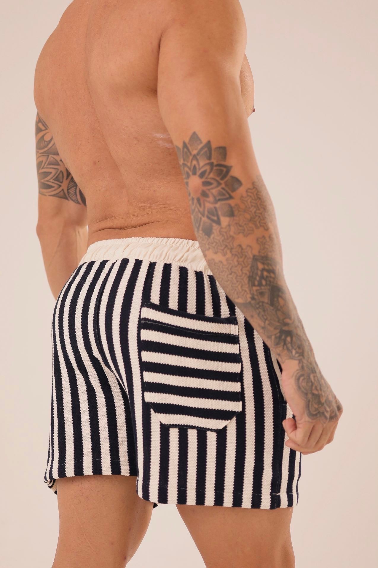 Short Listrado Marinhoㅤ ㅤㅤㅤㅤㅤㅤㅤㅤㅤㅤㅤ