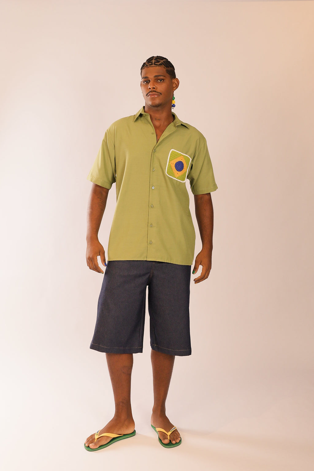 Camisa Linho Bandeira Crochê