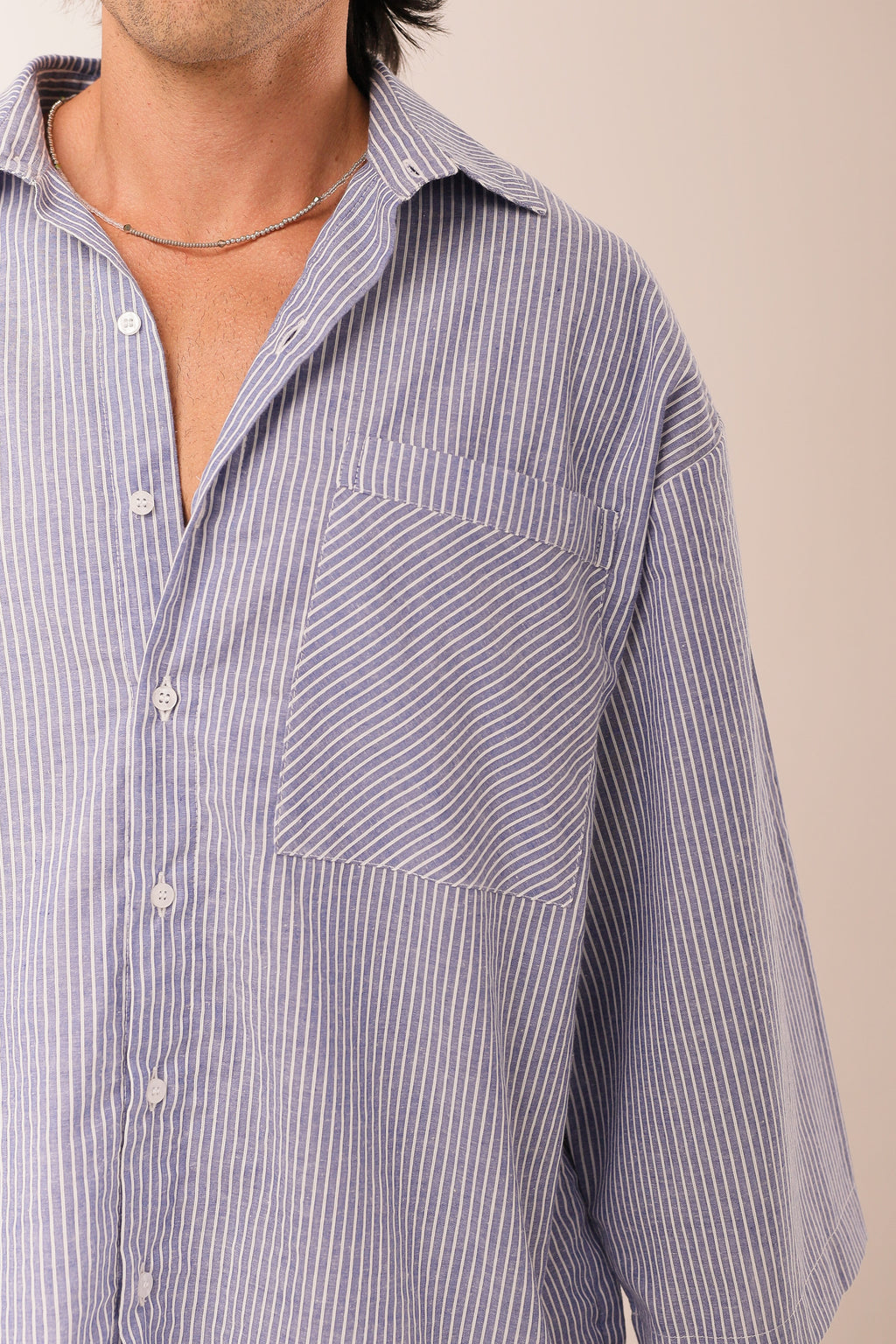 Camisa Listras Oversized  Azul