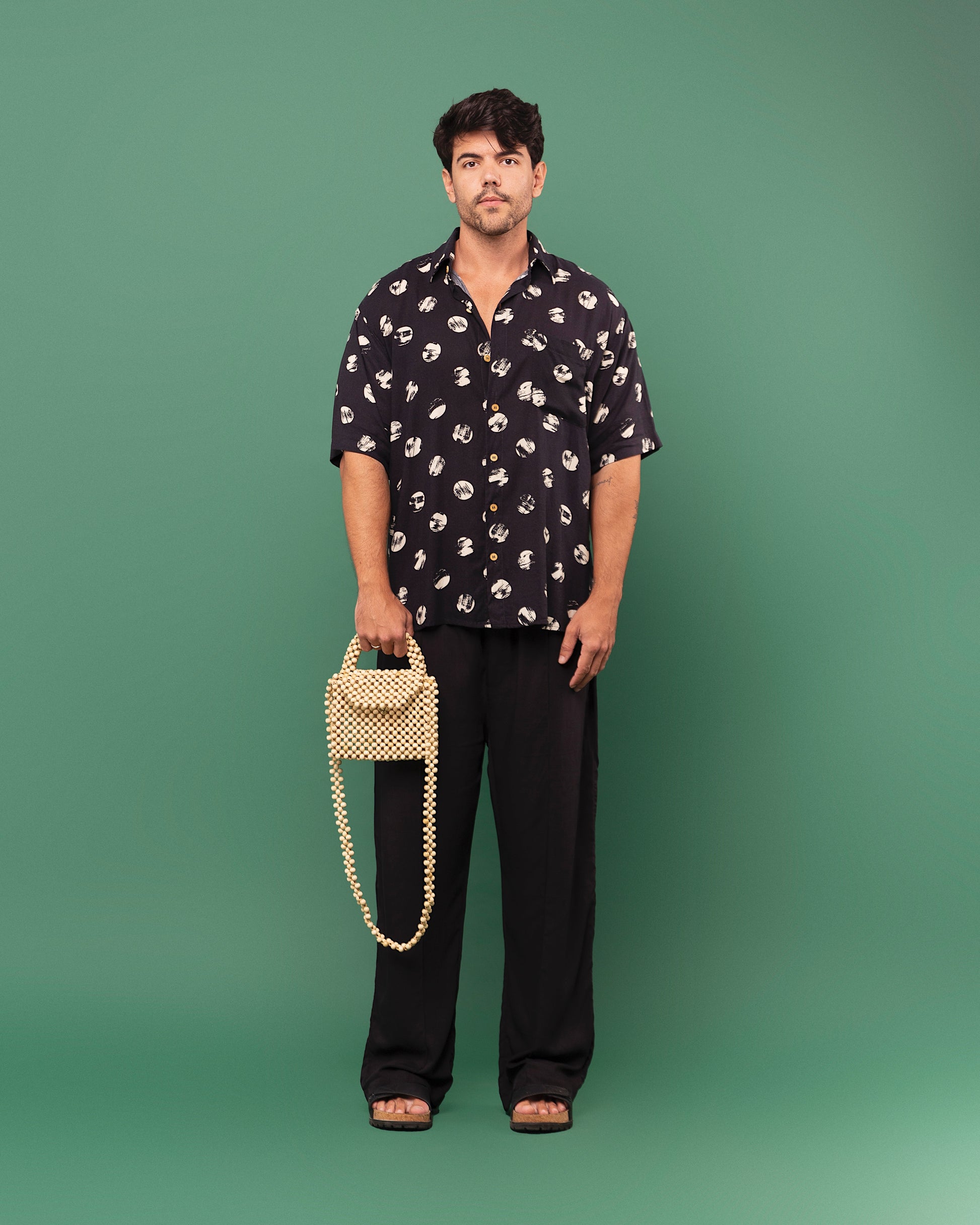 Camisa Poá Viscose Preta