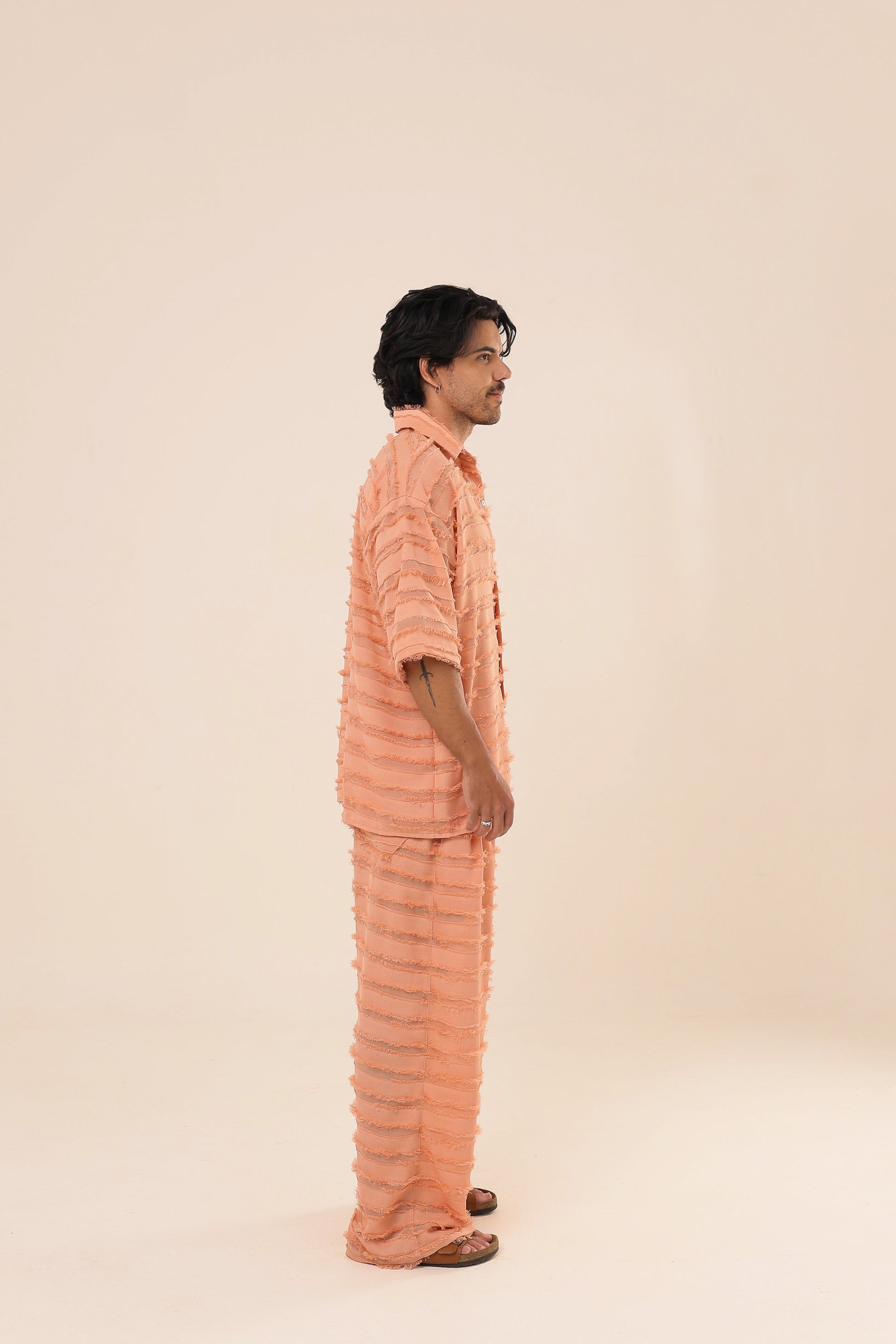 Camisa Ampla Textura Salmão