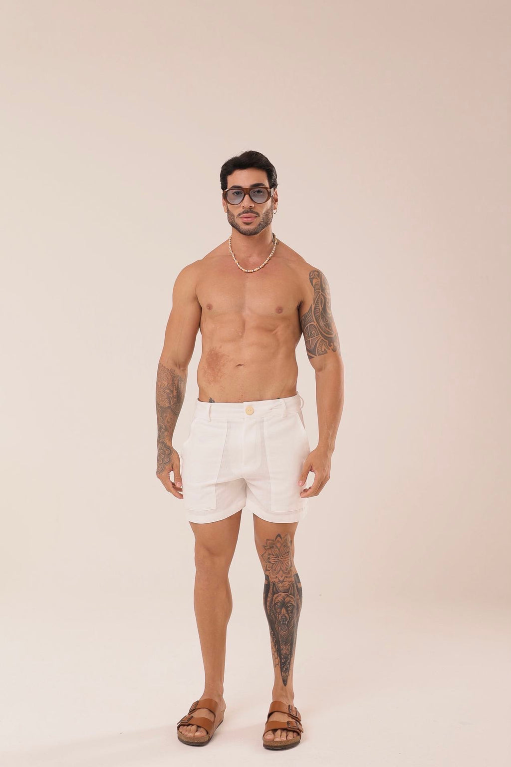 Short Linho Bolsão Brancoㅤ ㅤㅤㅤㅤㅤㅤㅤㅤㅤㅤㅤ