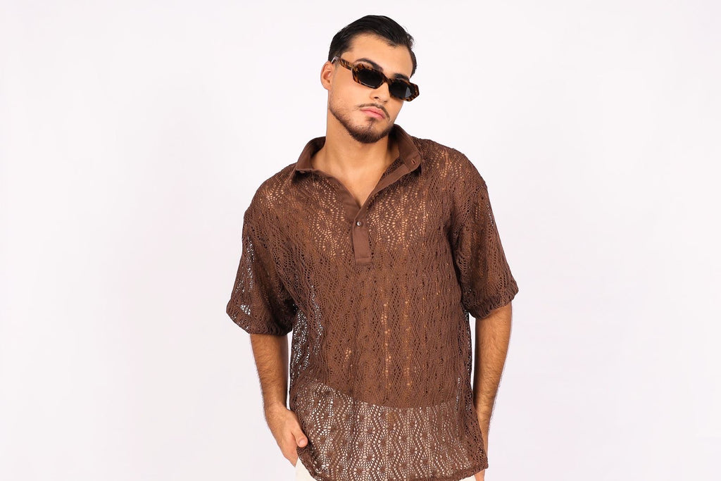 Camisa Ampla Tricot Marrom