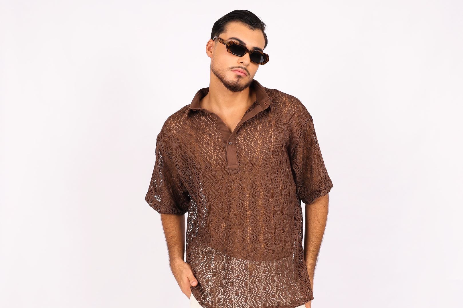 Camisa Ampla Tricot Marrom