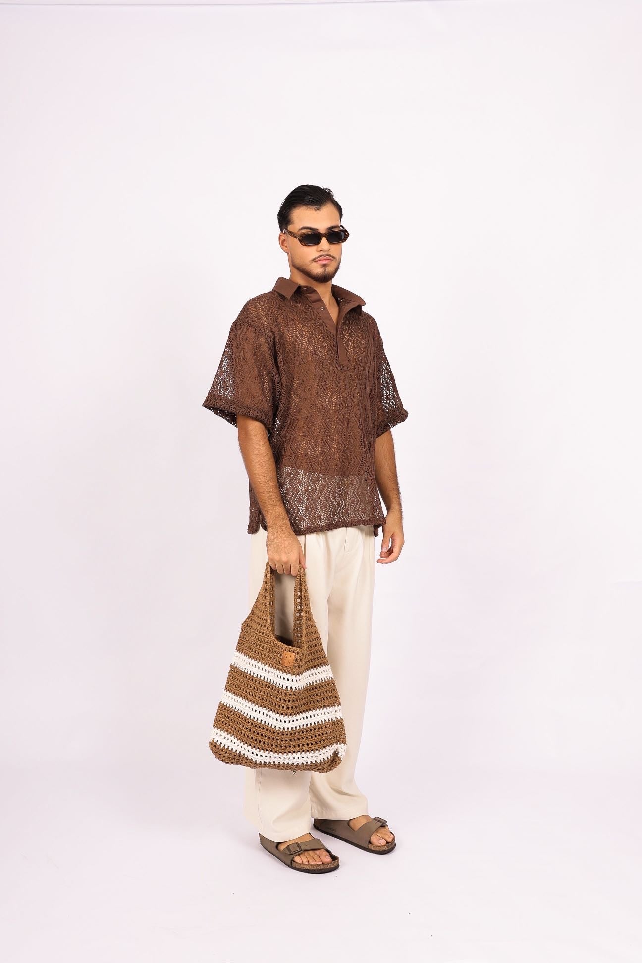 Camisa Ampla Tricot Marrom