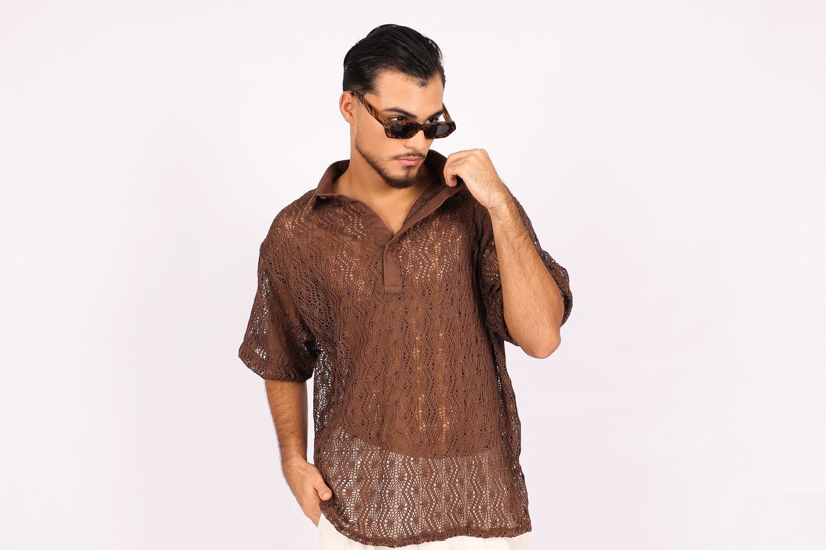 Camisa Ampla Tricot Marrom