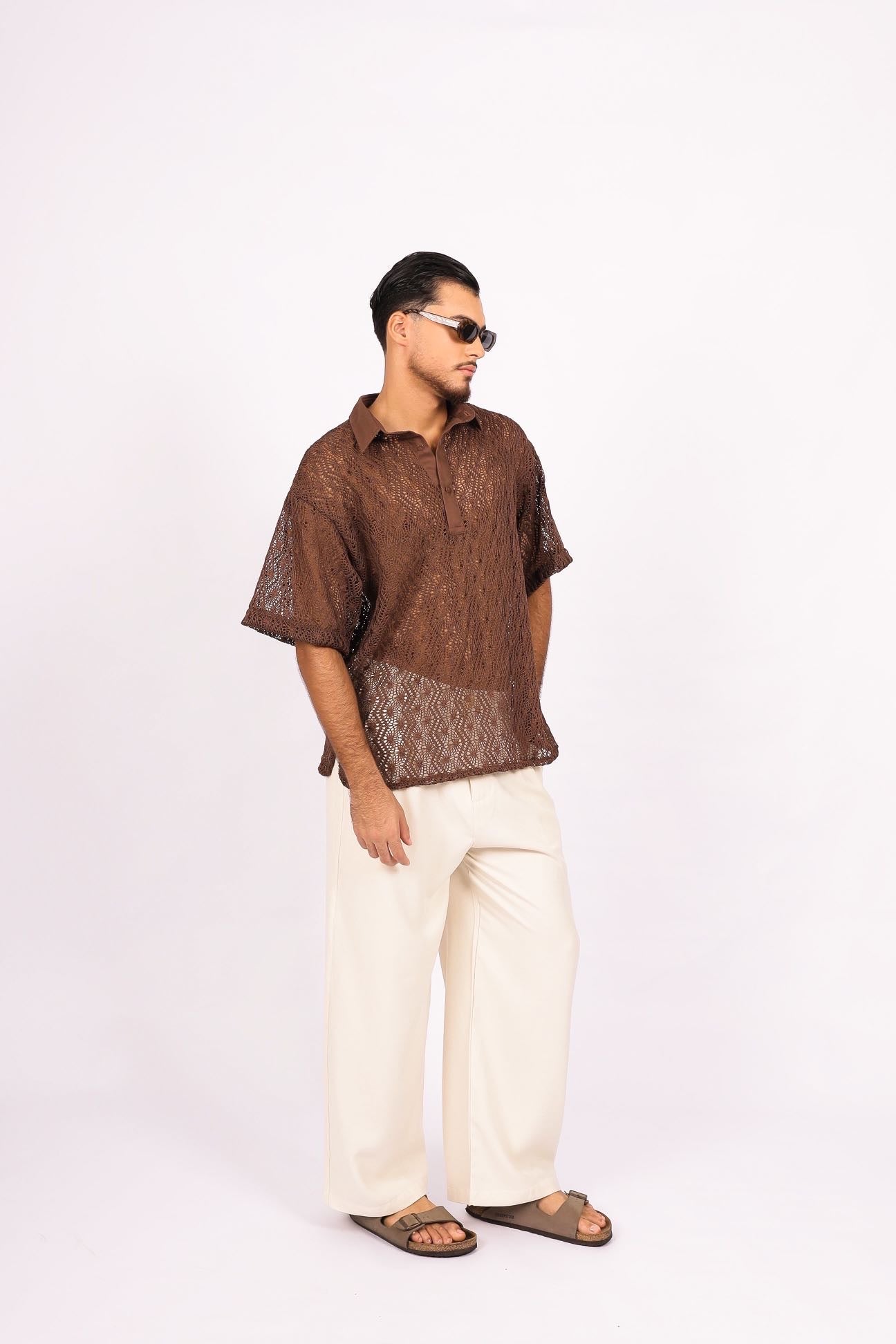 Camisa Ampla Tricot Marrom