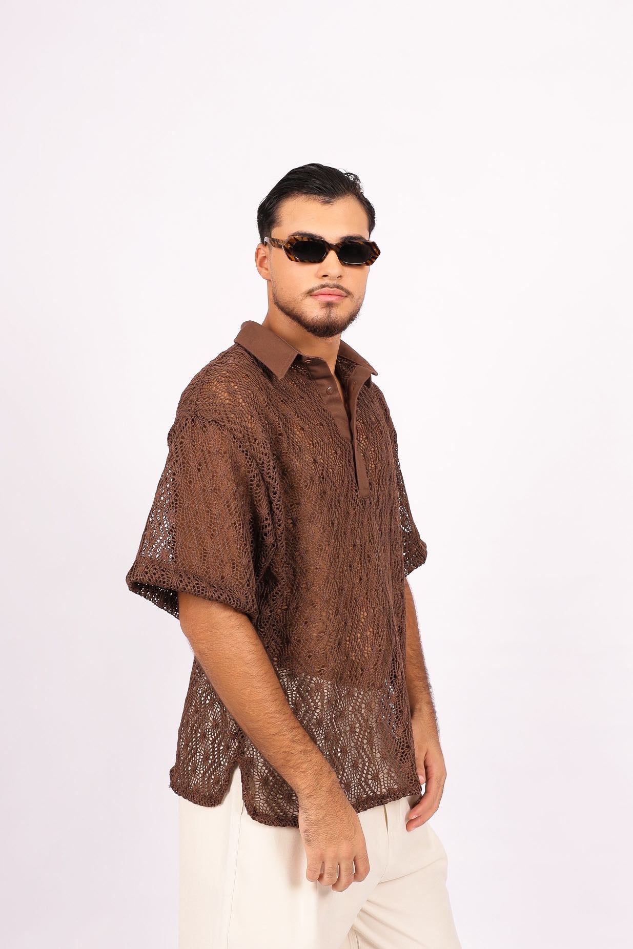 Camisa Ampla Tricot Marrom