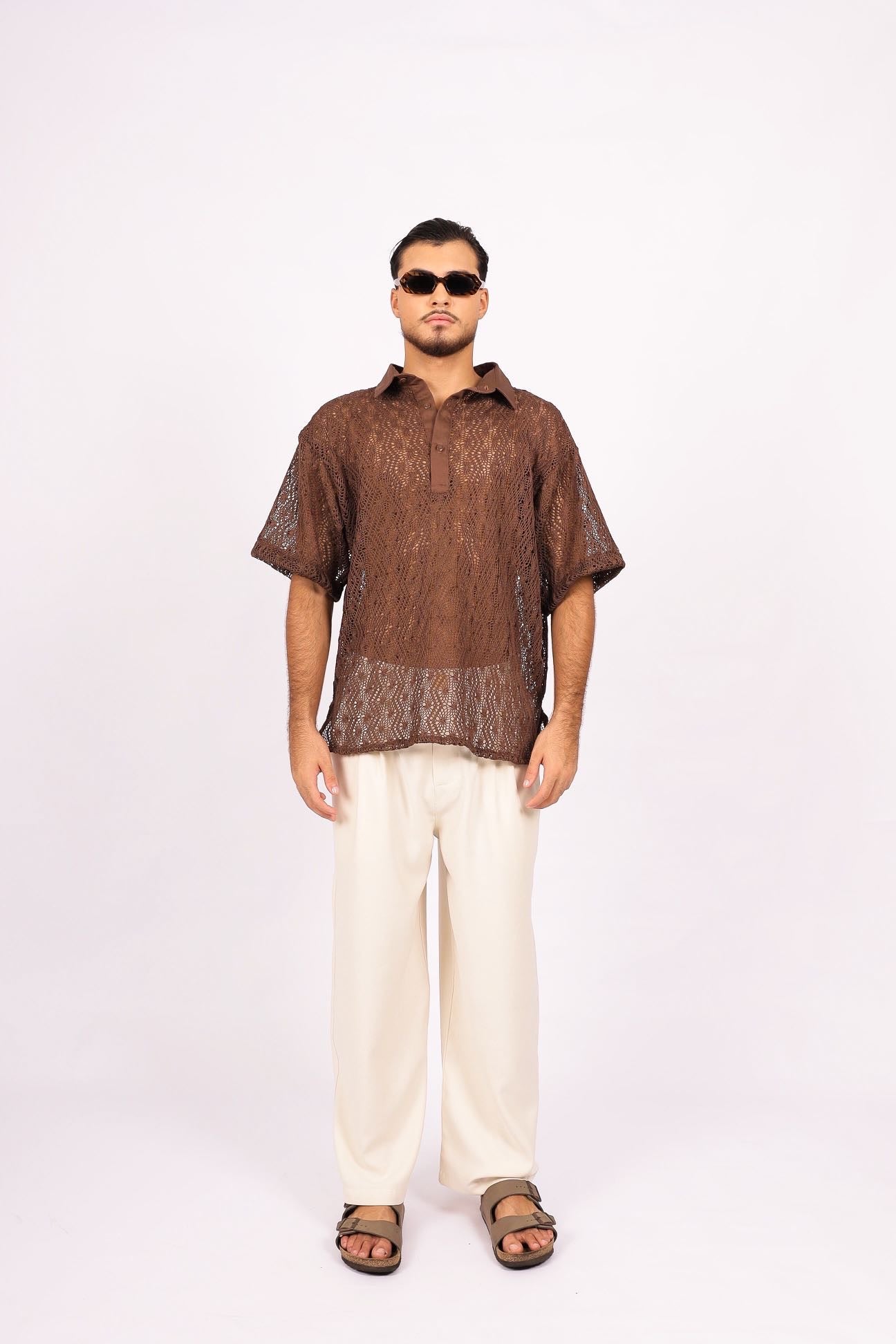 Camisa Ampla Tricot Marrom