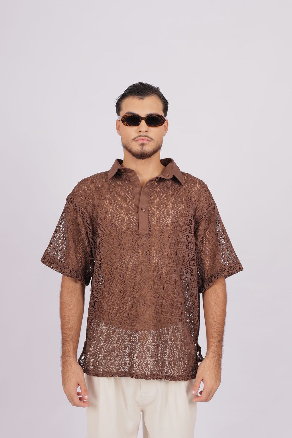 Camisa Ampla Tricot Marrom