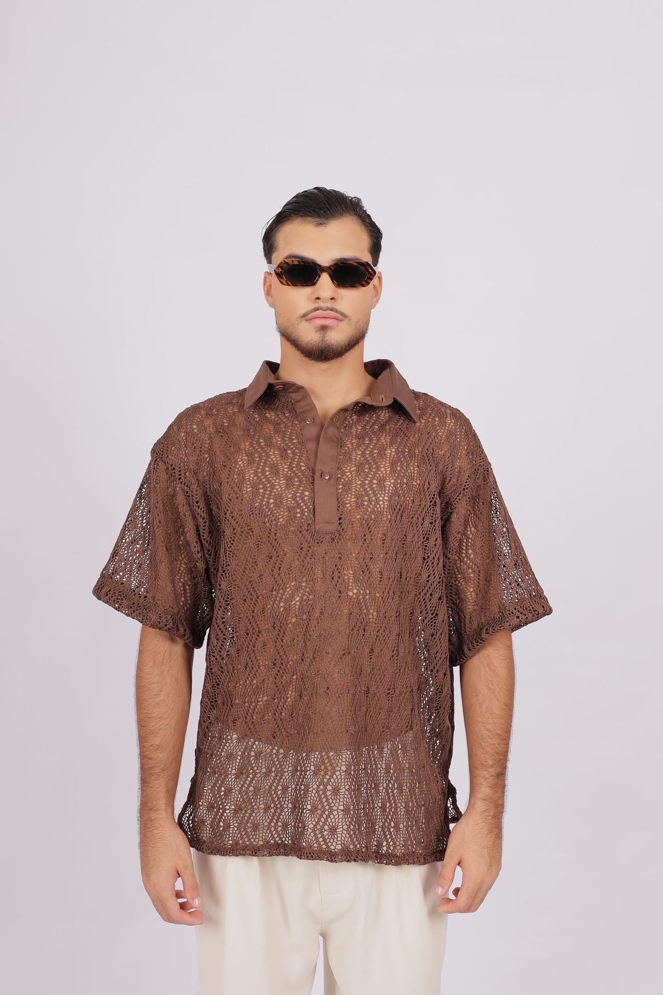 Camisa Ampla Tricot Marrom