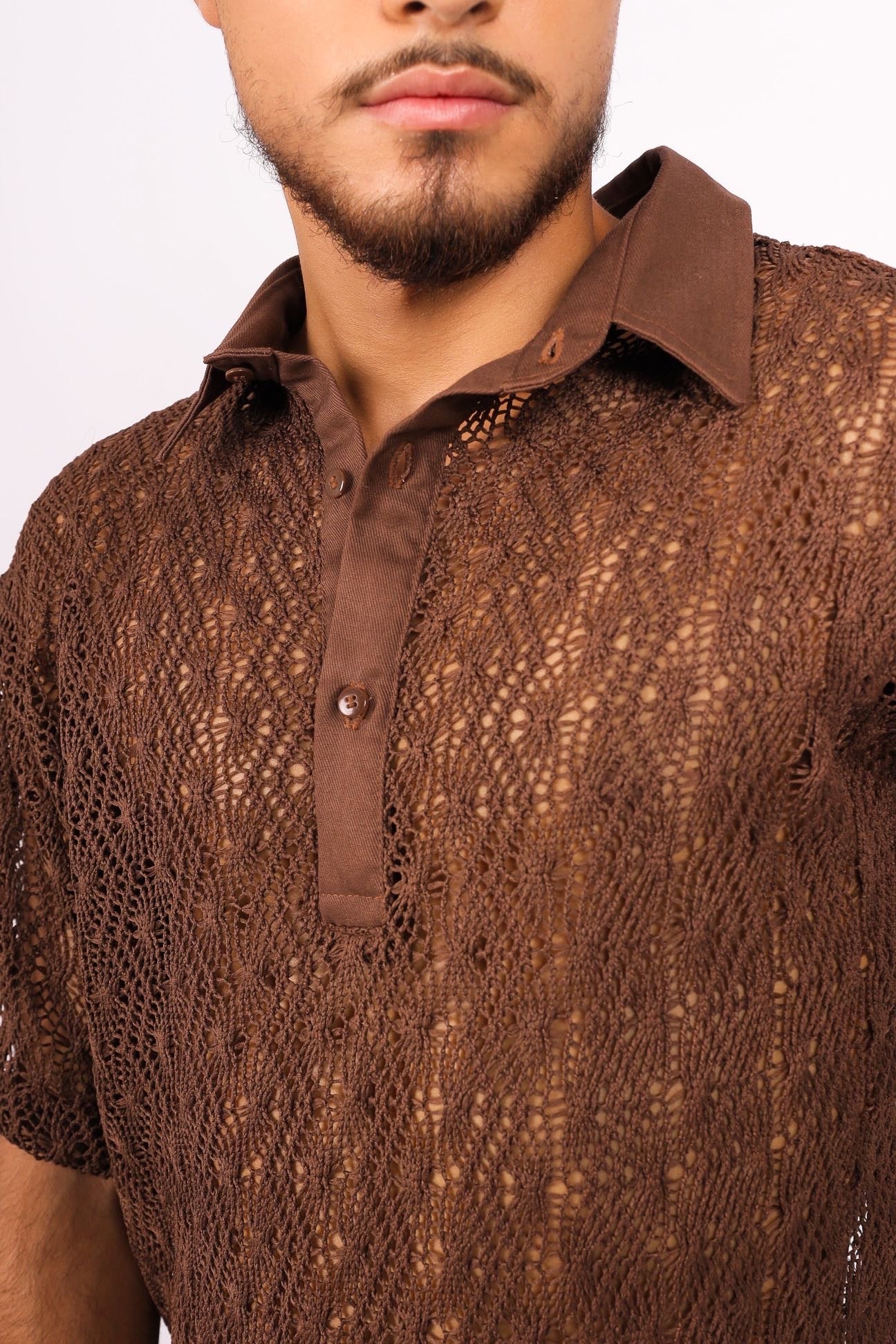 Camisa Ampla Tricot Marrom