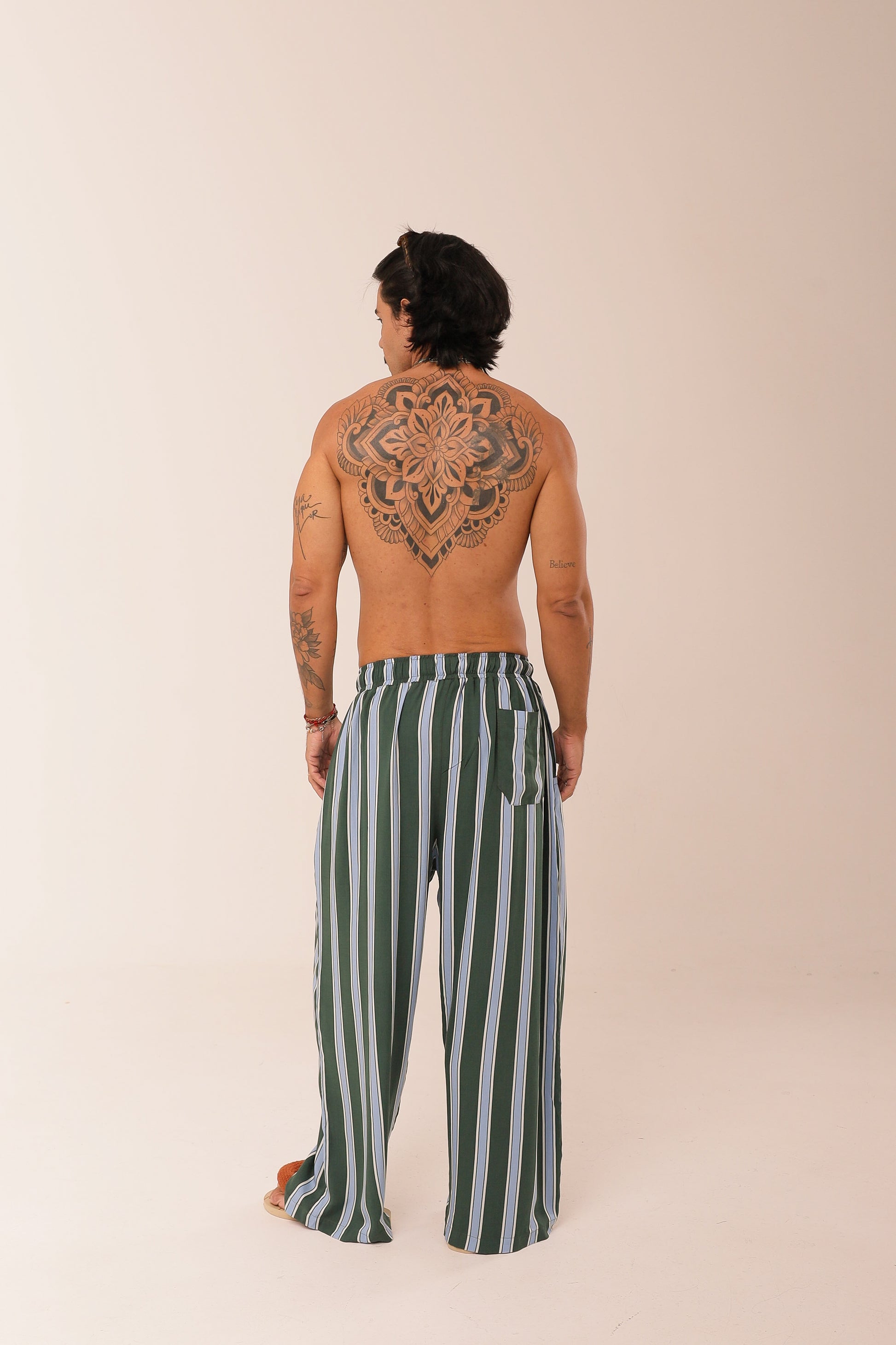 Calça Relax Listras Oceano Verde