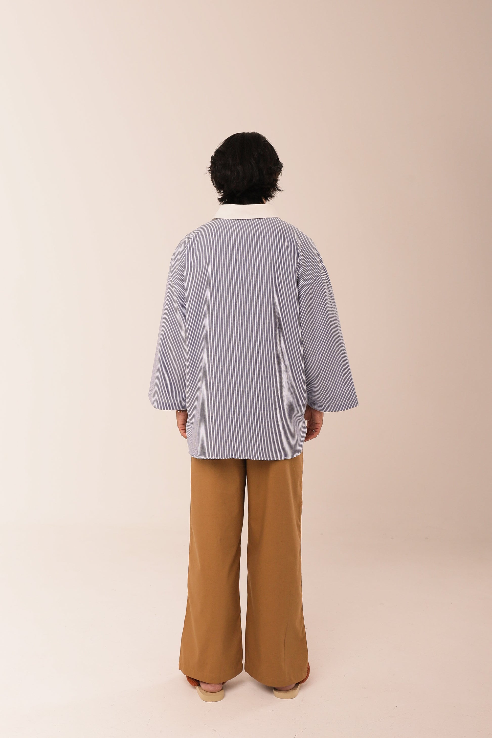 Camisa Listras Oversized  Azul