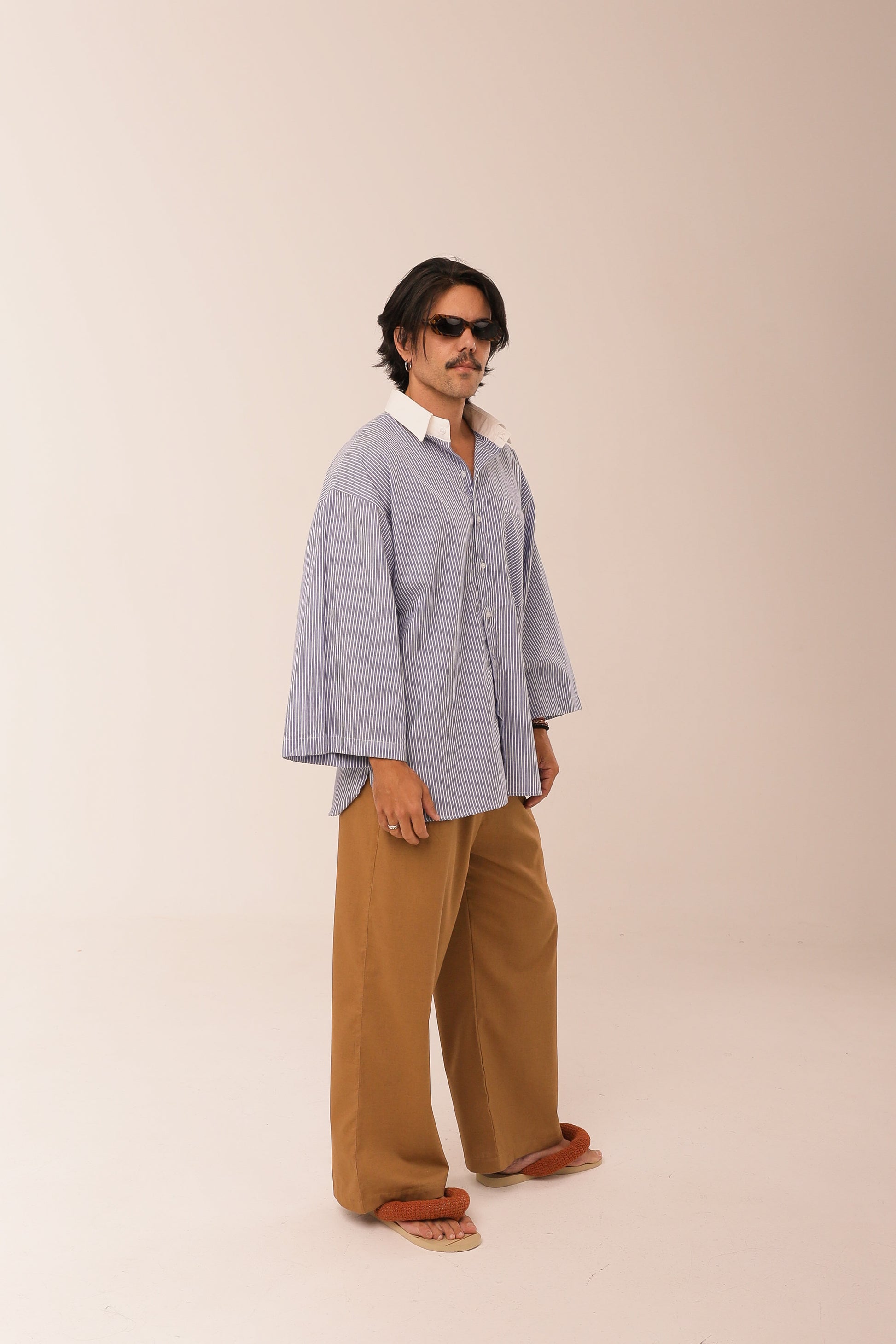 Camisa Listras Oversized  Azul