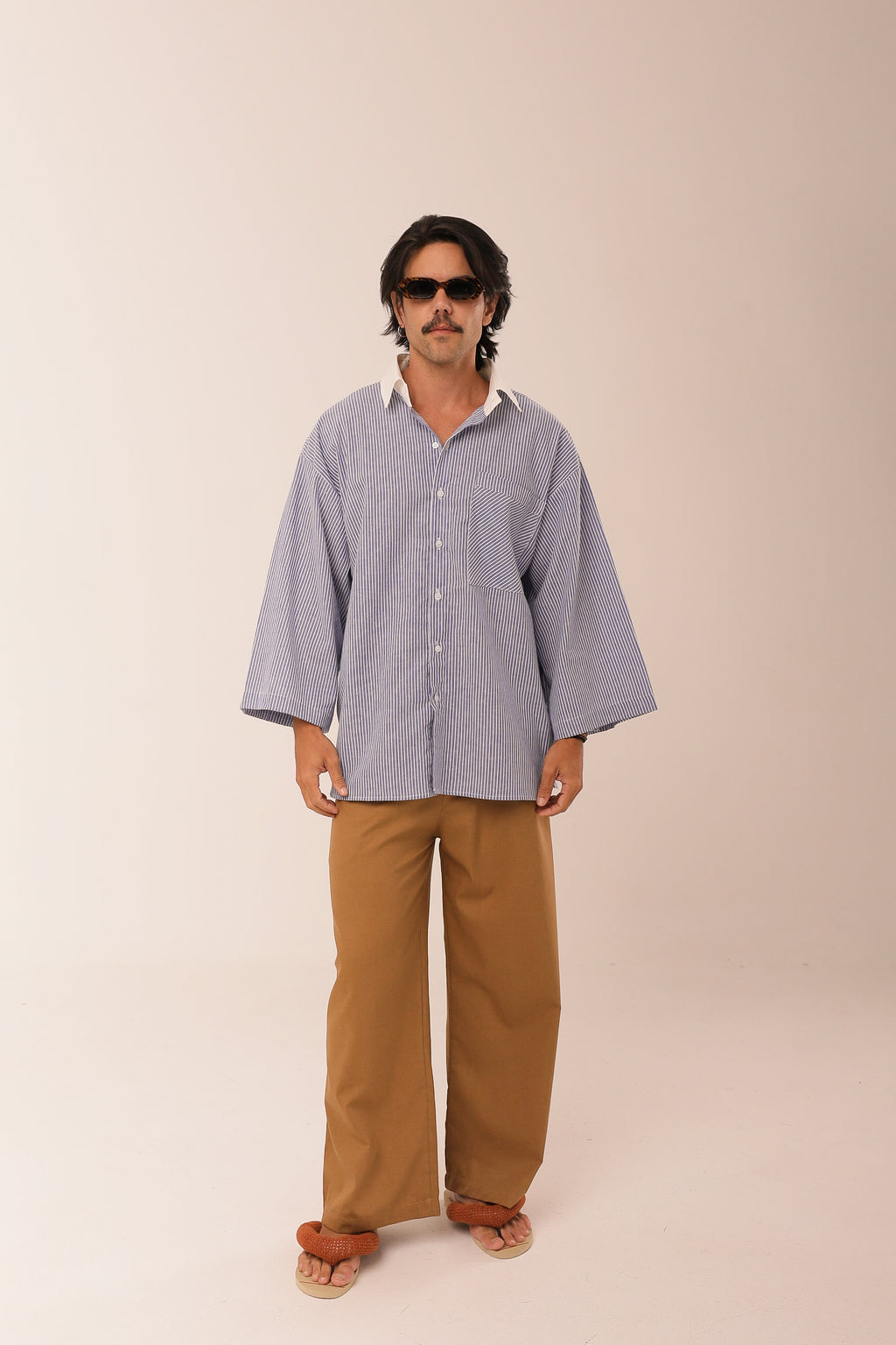 Camisa Listras Oversized  Azul