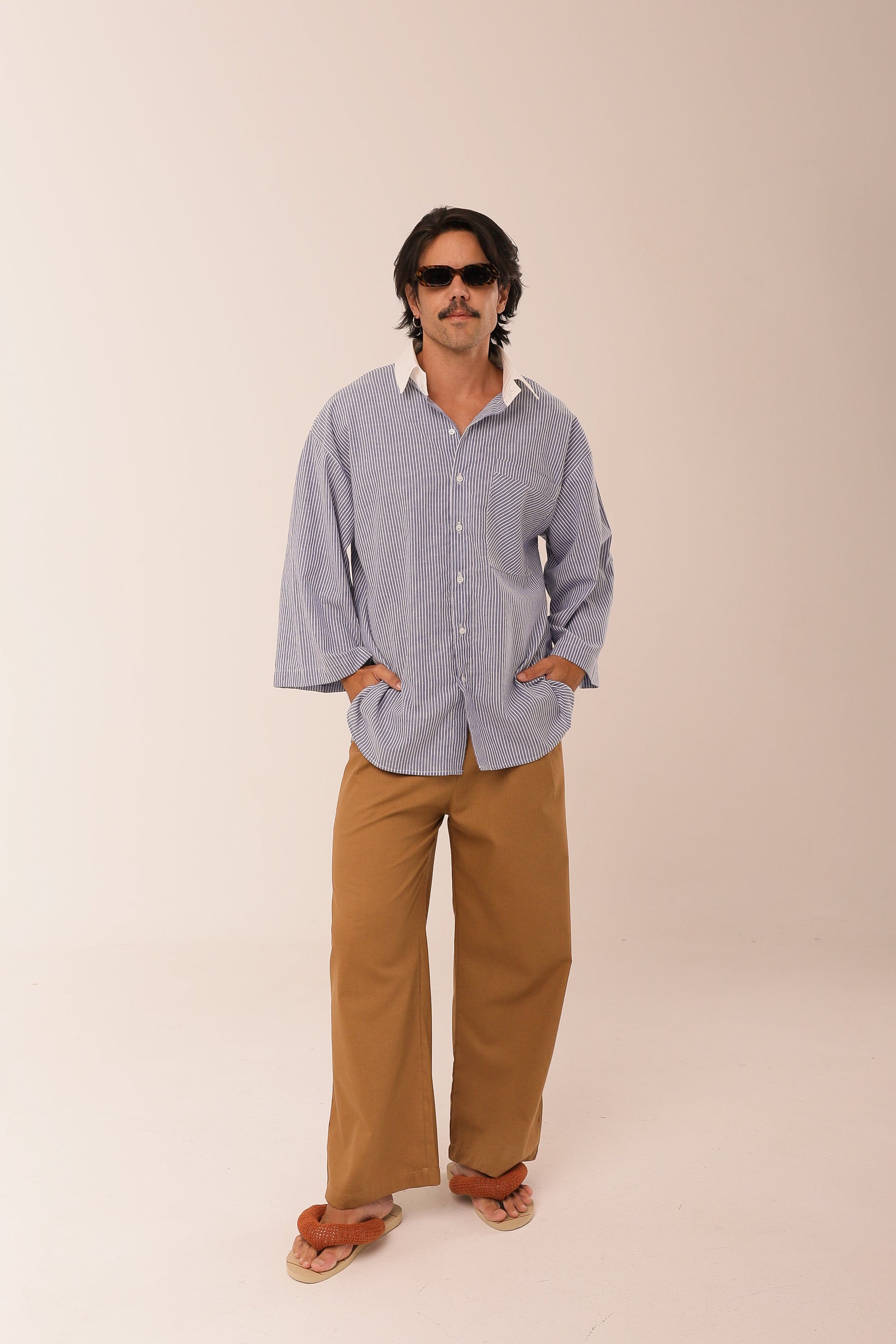 Camisa Listras Oversized  Azul