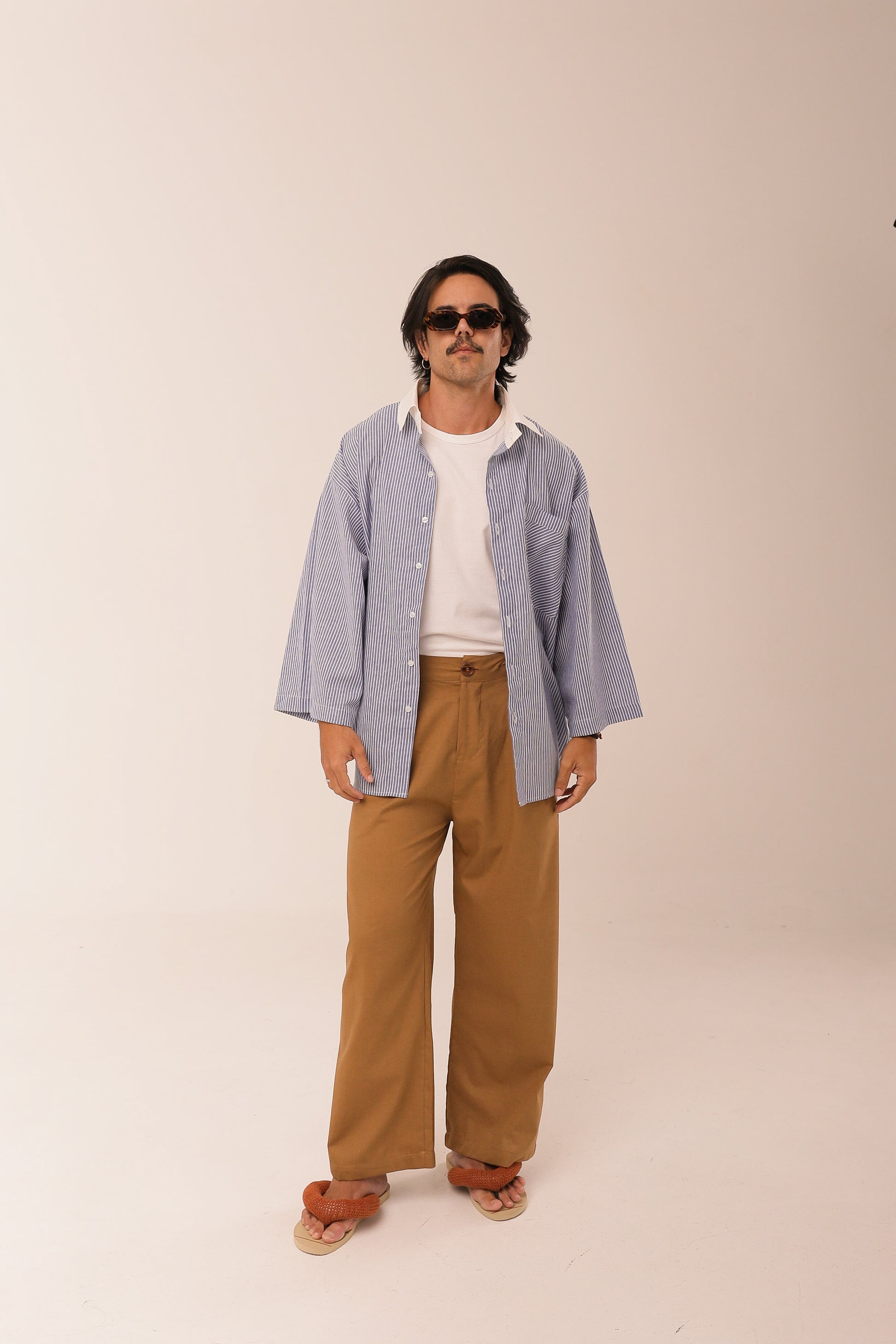 Camisa Listras Oversized  Azul