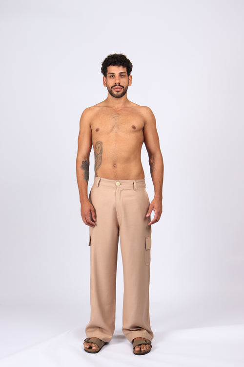 Calça Alfaiataria Reta Begeㅤ ㅤㅤㅤㅤㅤㅤㅤㅤㅤㅤㅤ