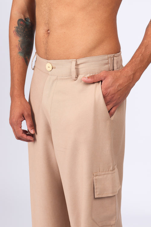 Calça Alfaiataria Reta Begeㅤ ㅤㅤㅤㅤㅤㅤㅤㅤㅤㅤㅤ