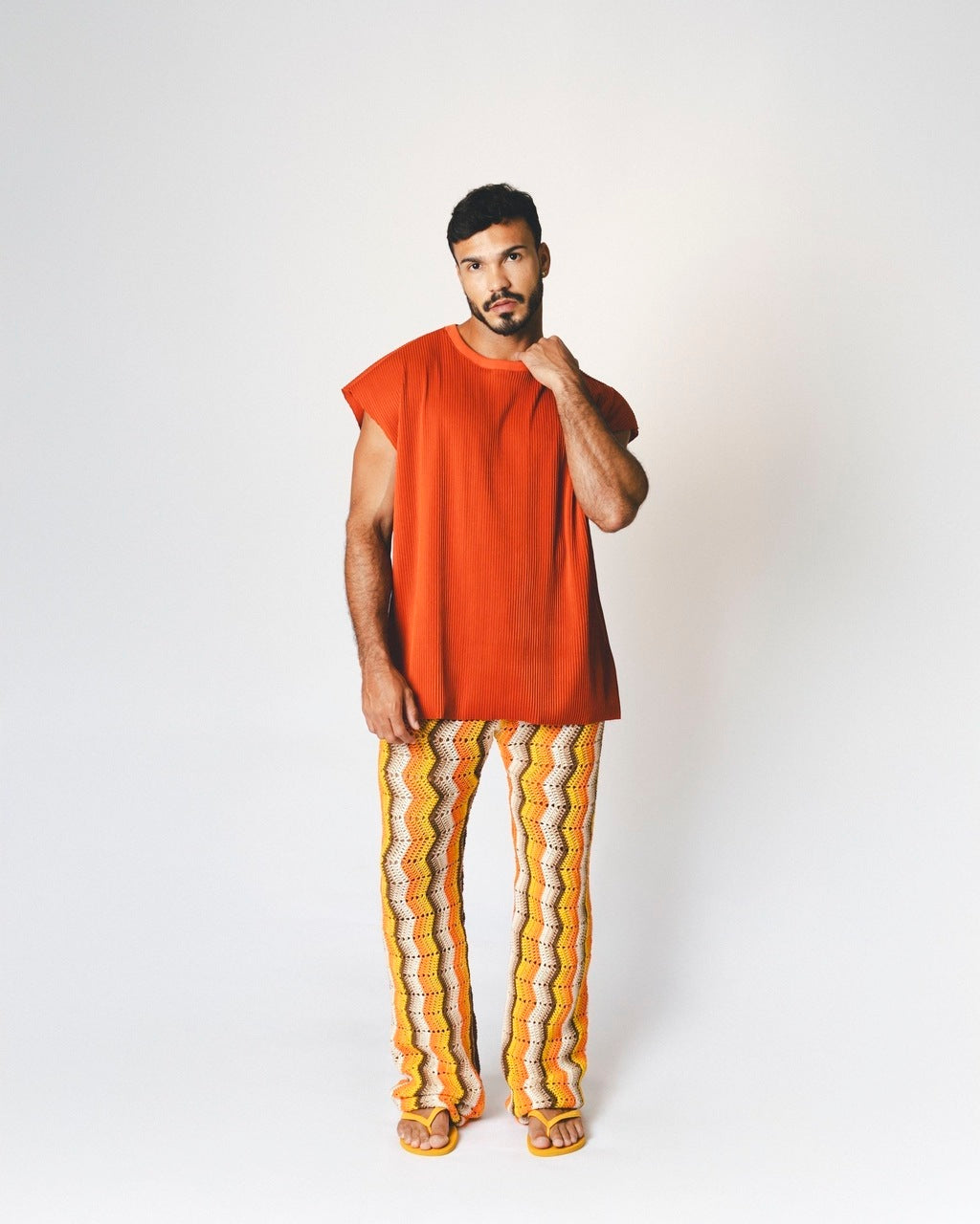 Calça Crochê Verão Laranja