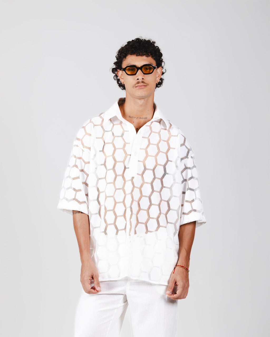 Camisa Ampla Geométrica Off White