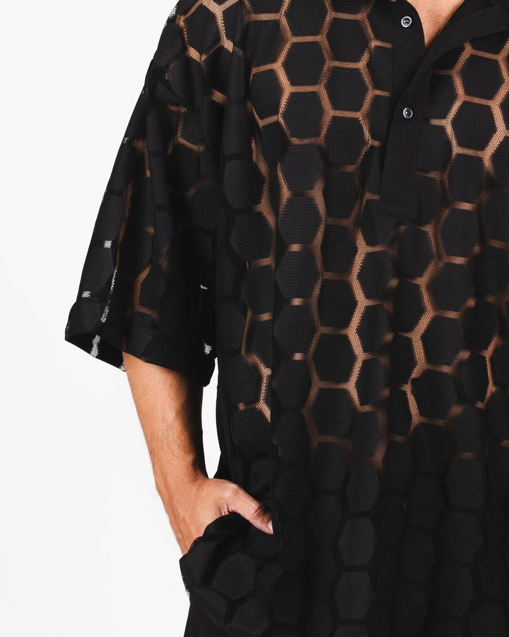 Camisa Ampla Geométrica Preta