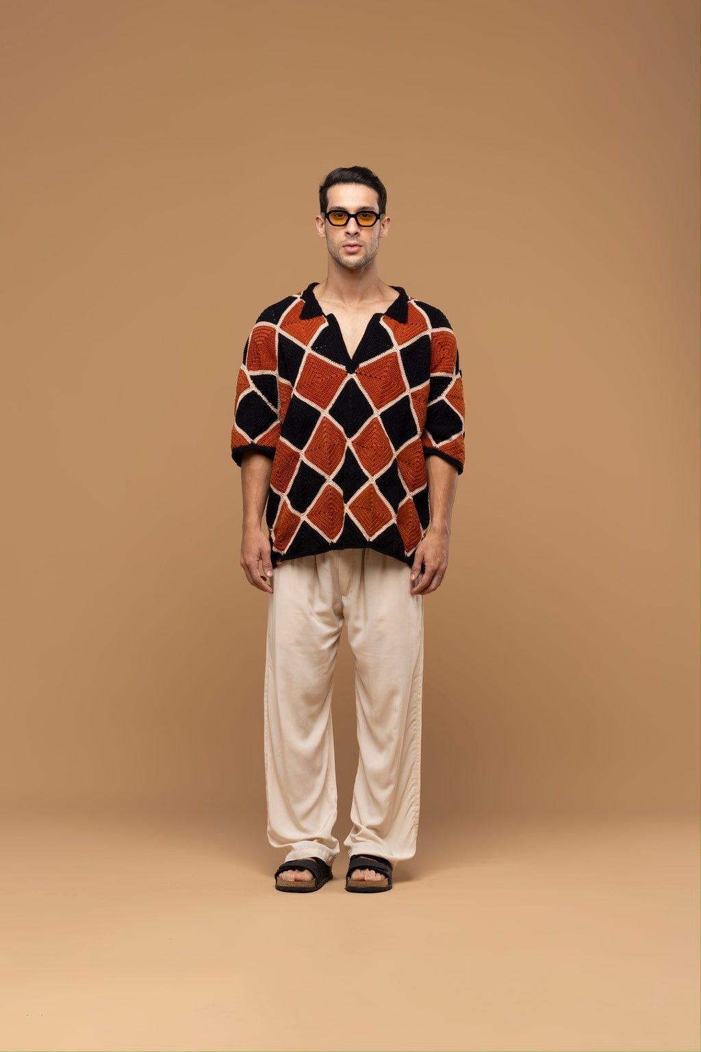 Camisa Crochê Losango Terracota