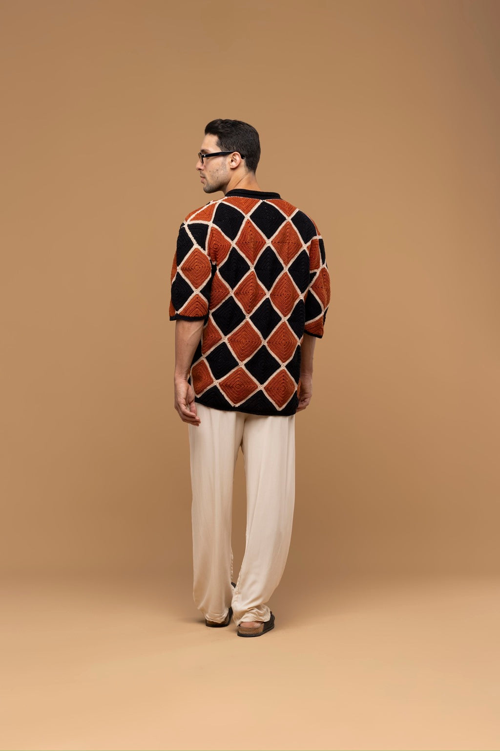 Camisa Crochê Losango Terracota