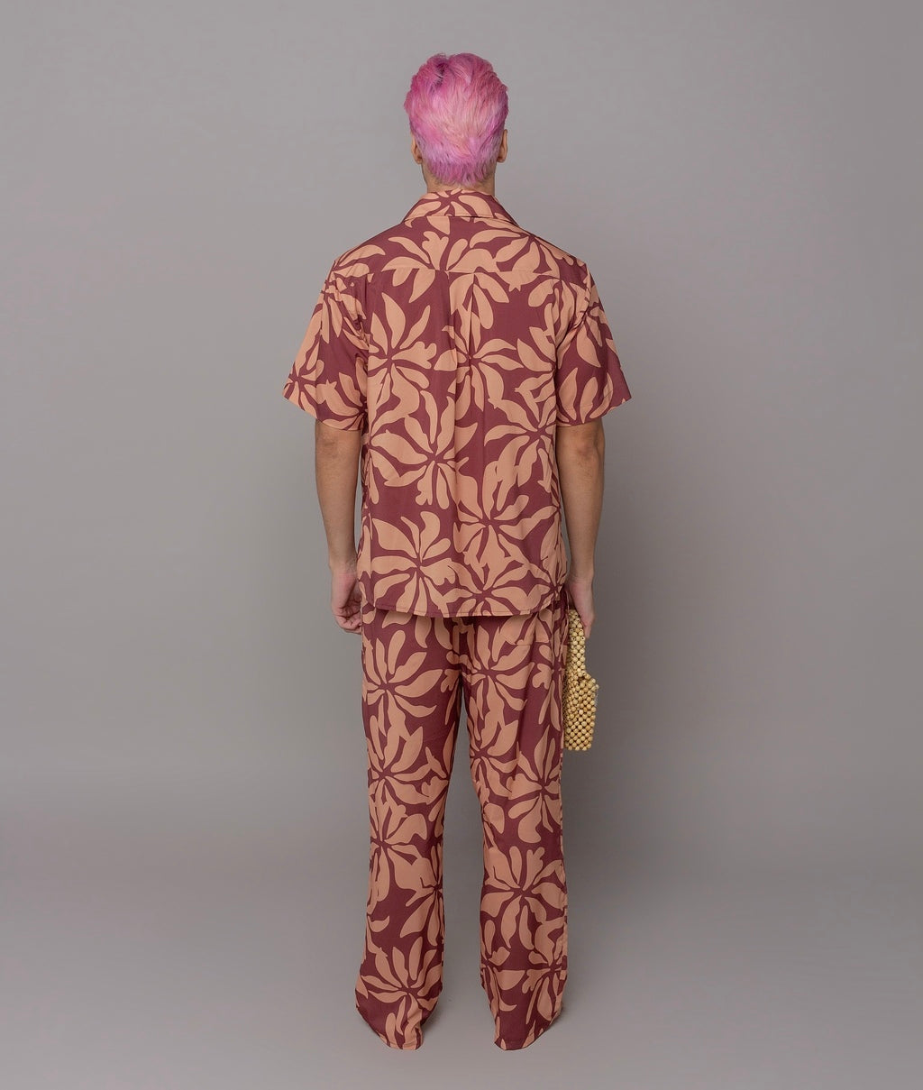 Camisa Estampada Flores Marrom