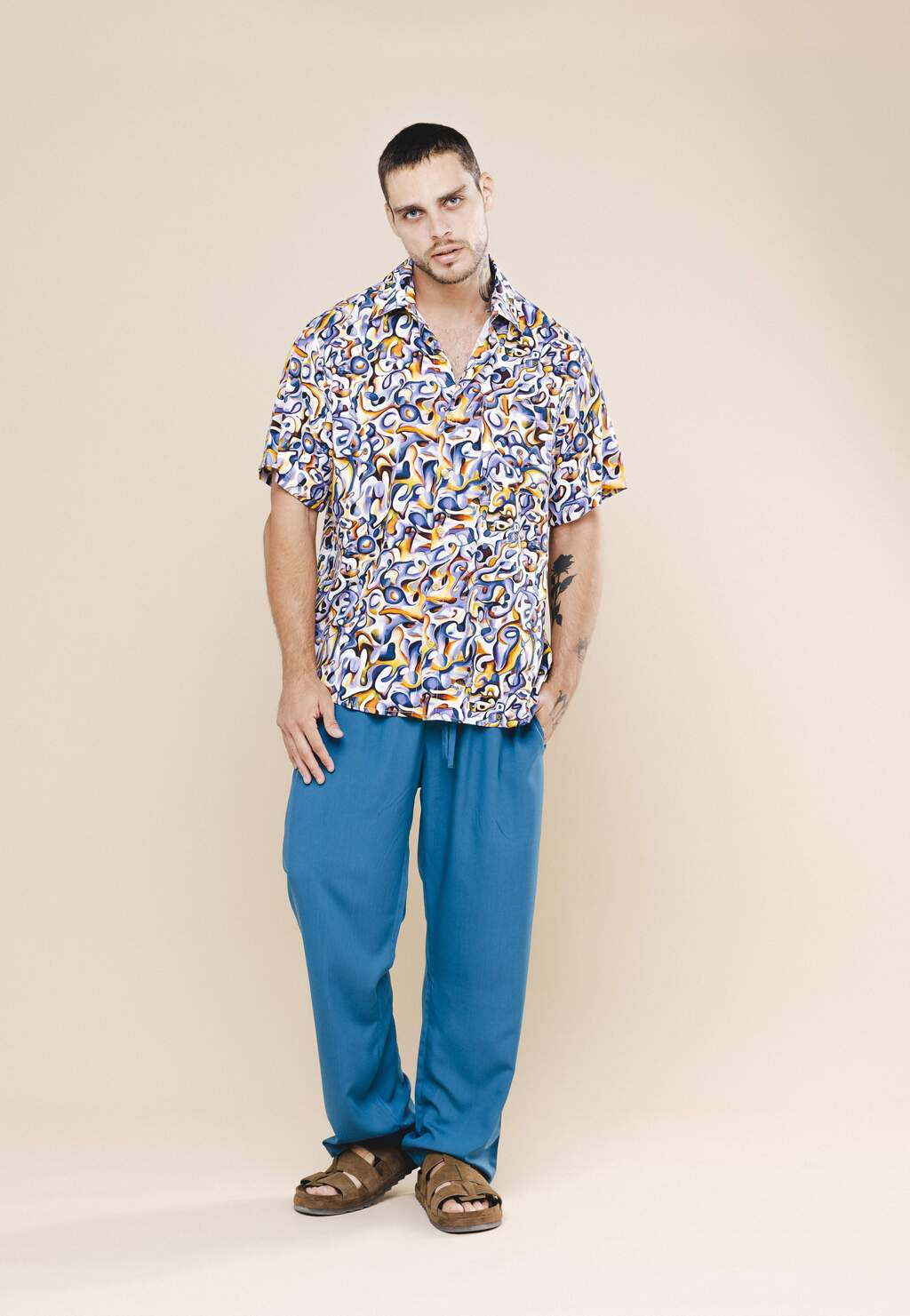 Camisa Estampada Mar de Brisa Azul