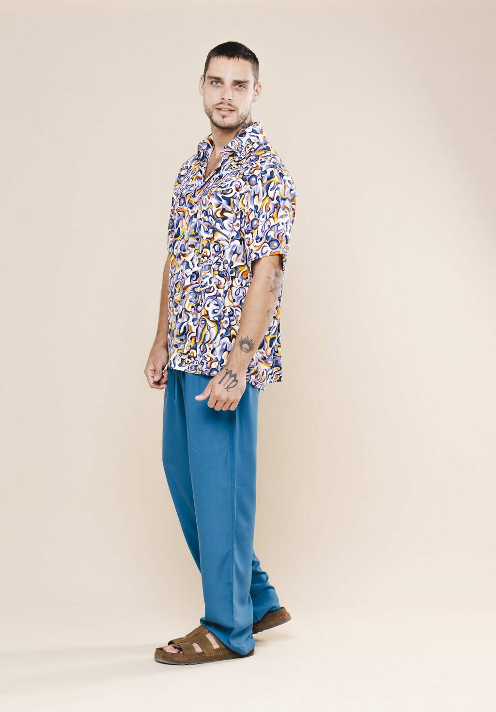 Camisa Estampada Mar de Brisa Azul