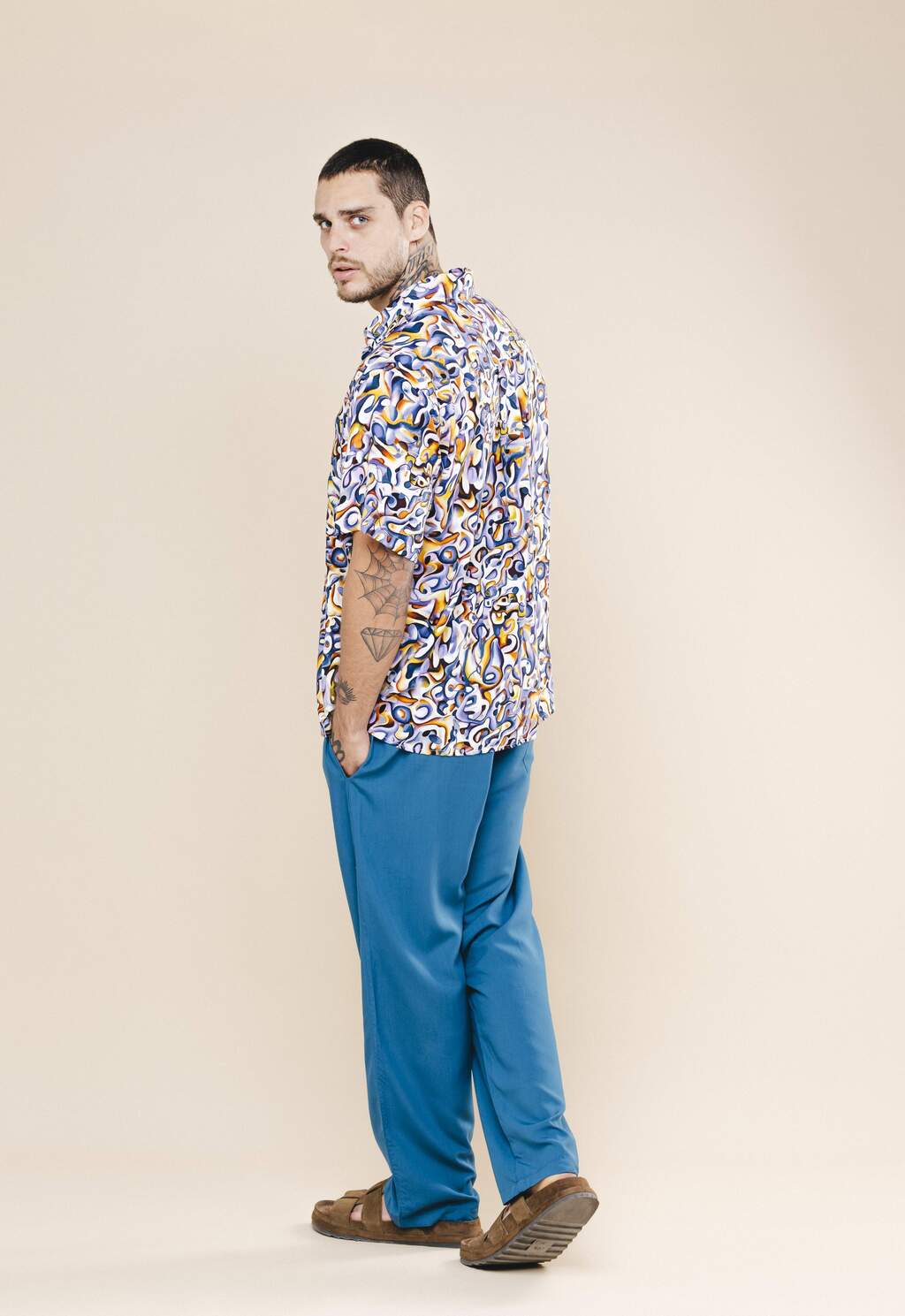 Camisa Estampada Mar de Brisa Azul