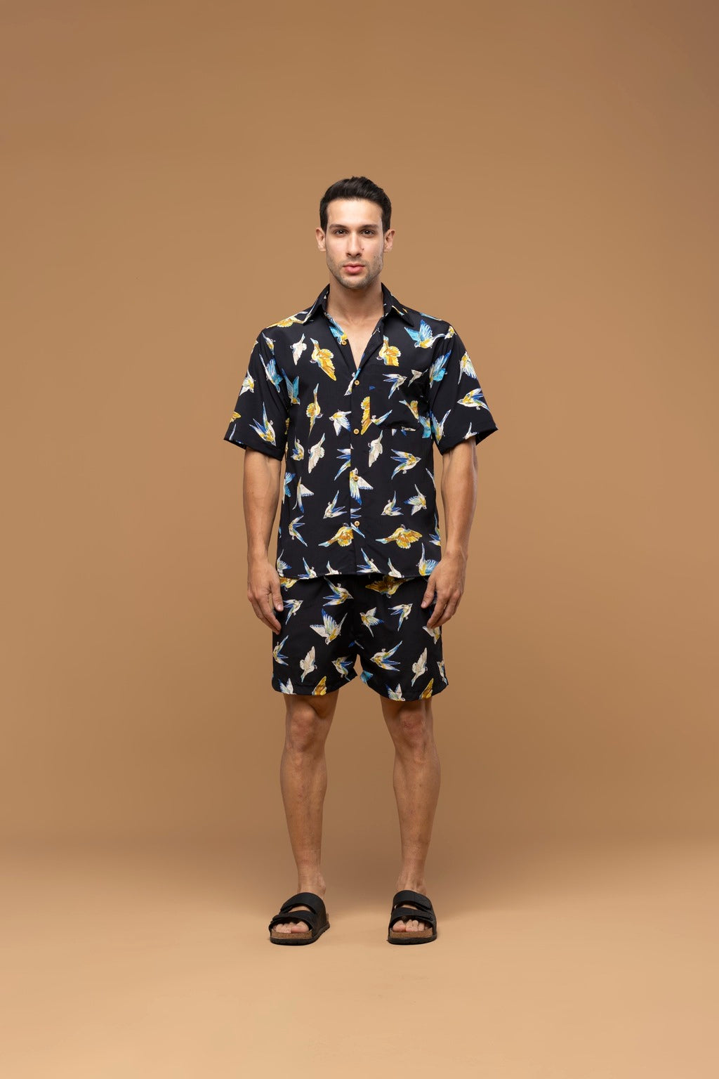 Camisa Estampada Pássaros Crepe