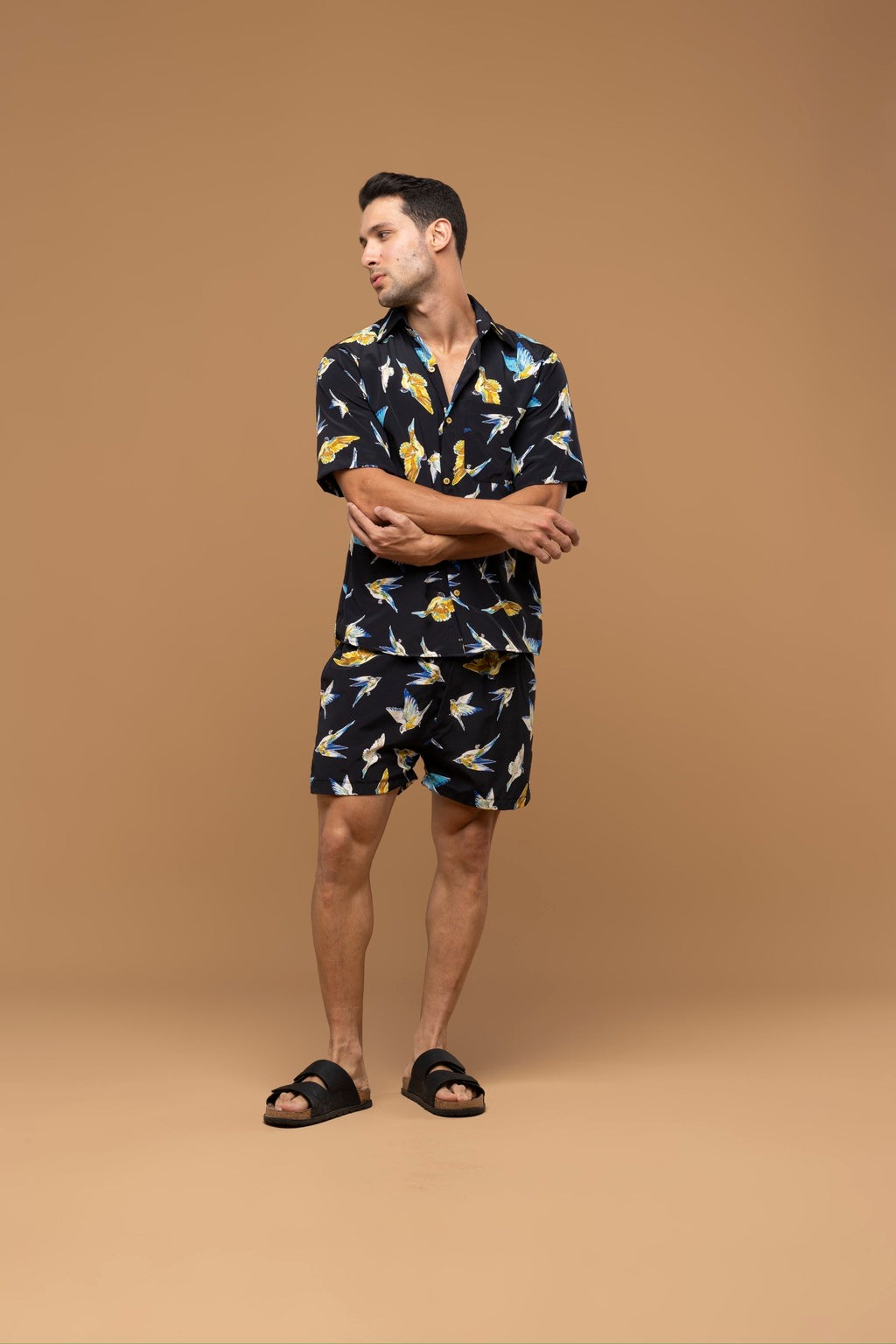 Camisa Estampada Pássaros Crepe