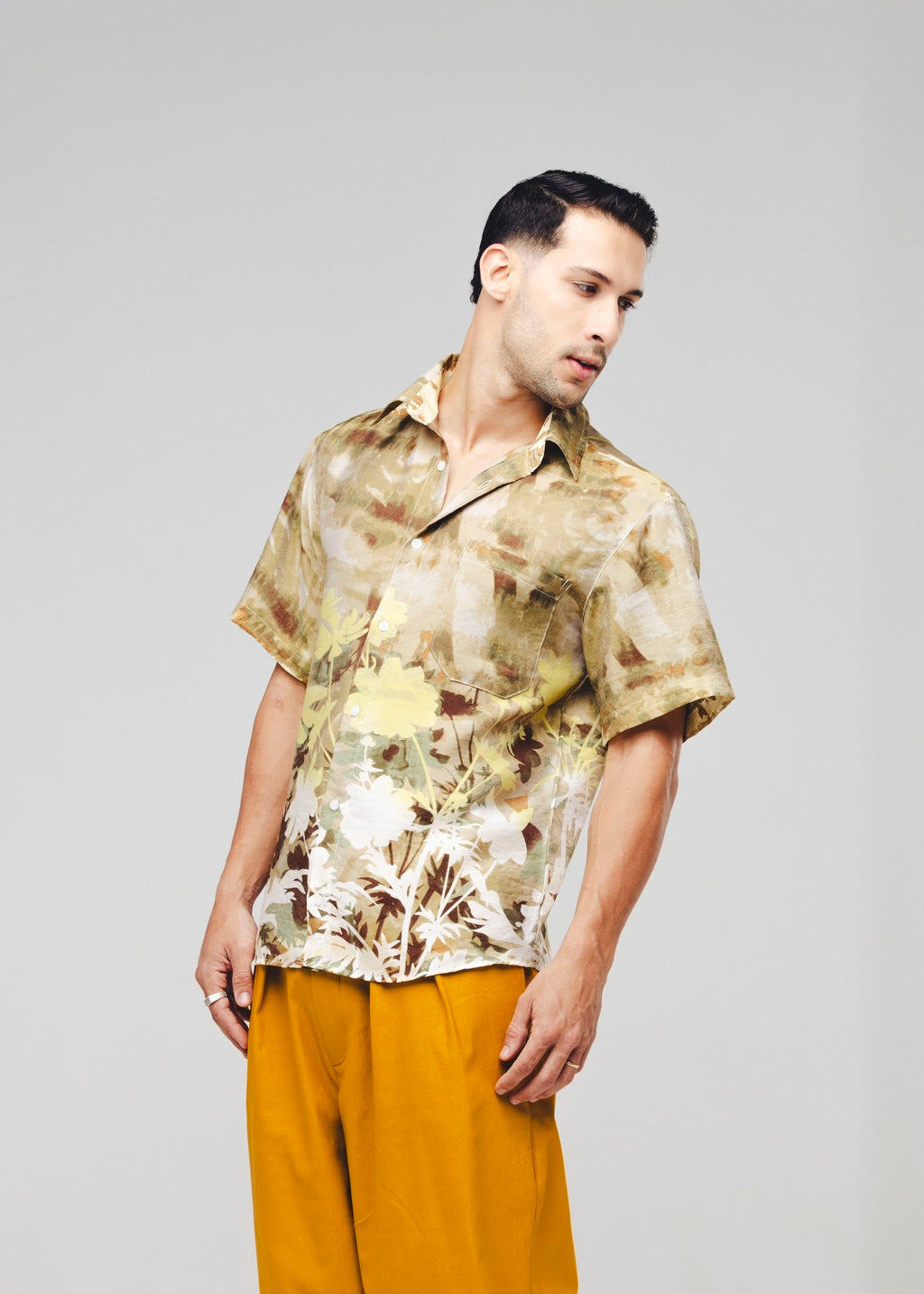 Camisa Estampada Tropical Verde