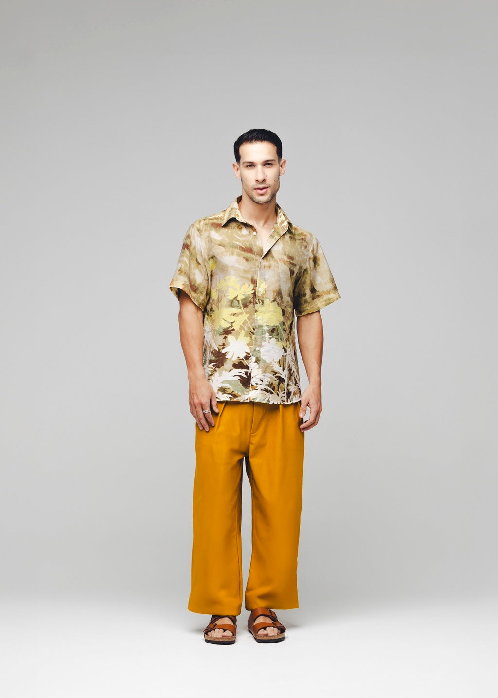 Camisa Estampada Tropical Verde