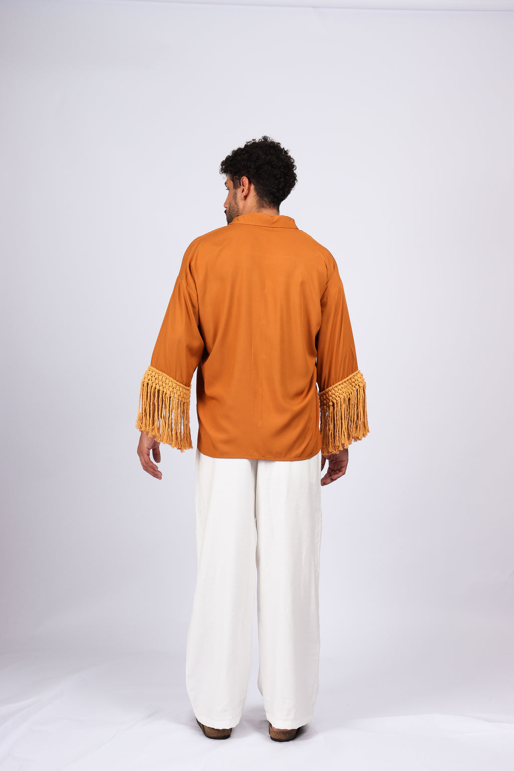 Camisa Franjas Oversized Marrom