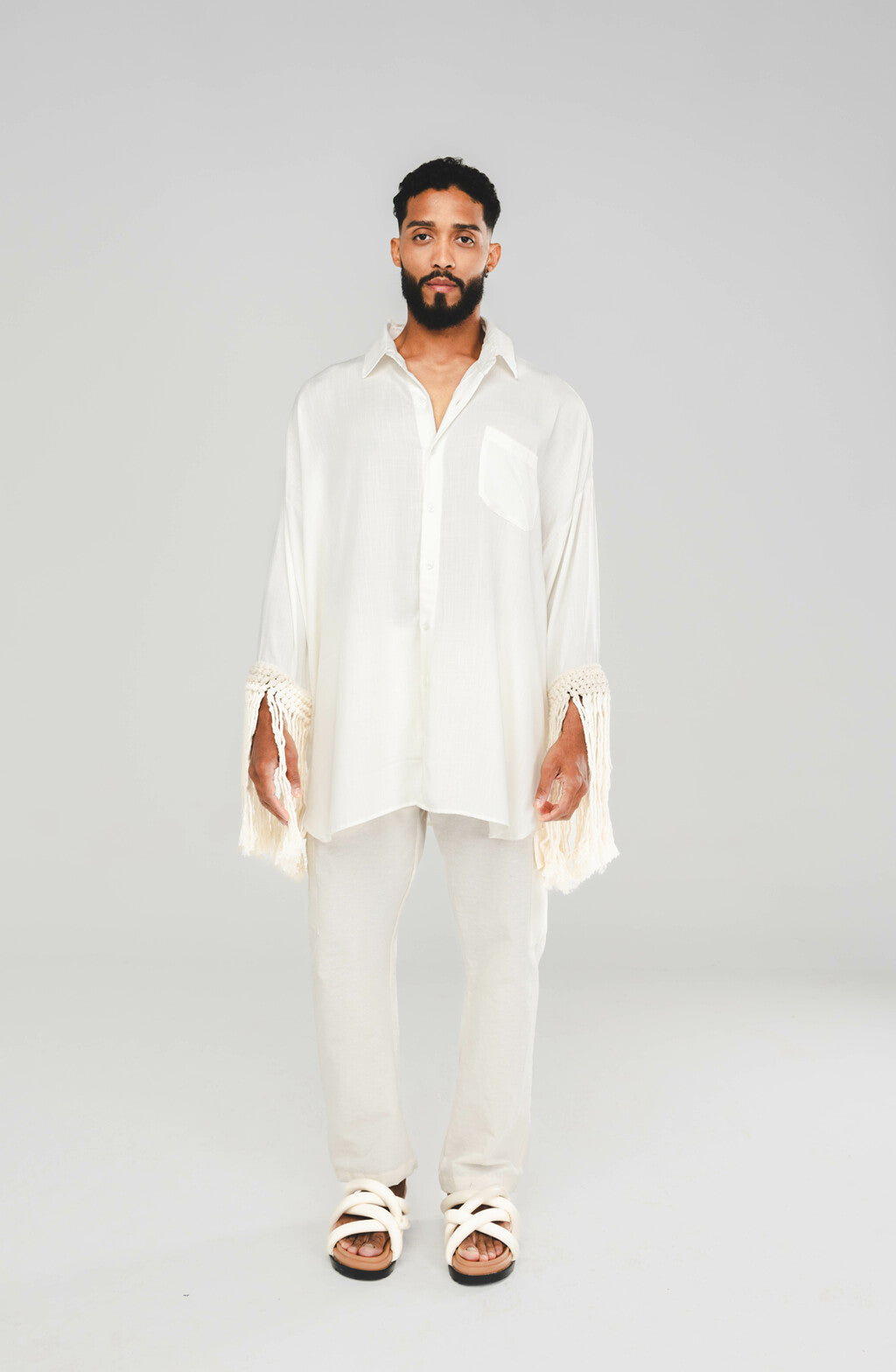 Camisa Franjas Oversized Off White