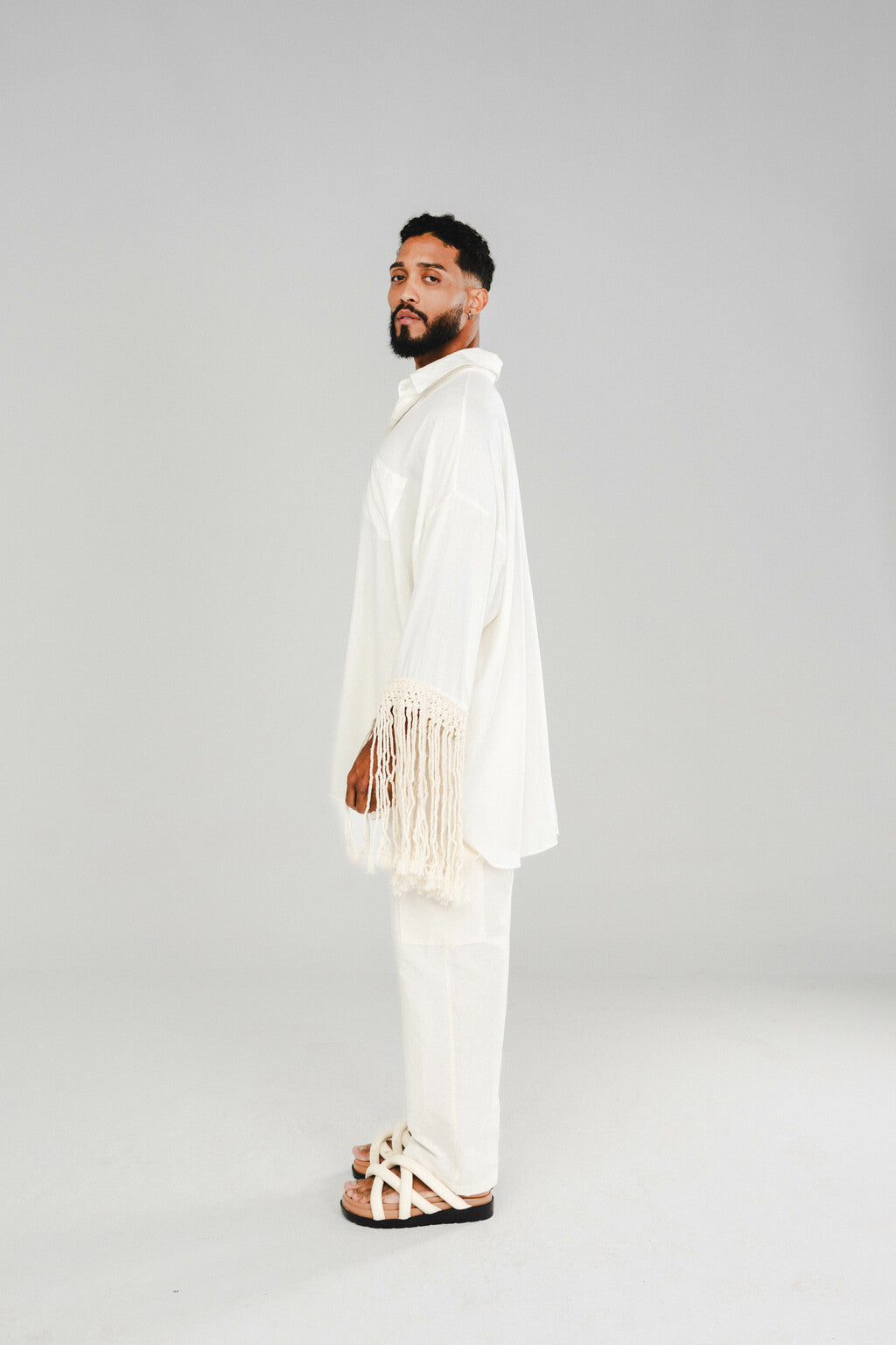 Camisa Franjas Oversized Off White