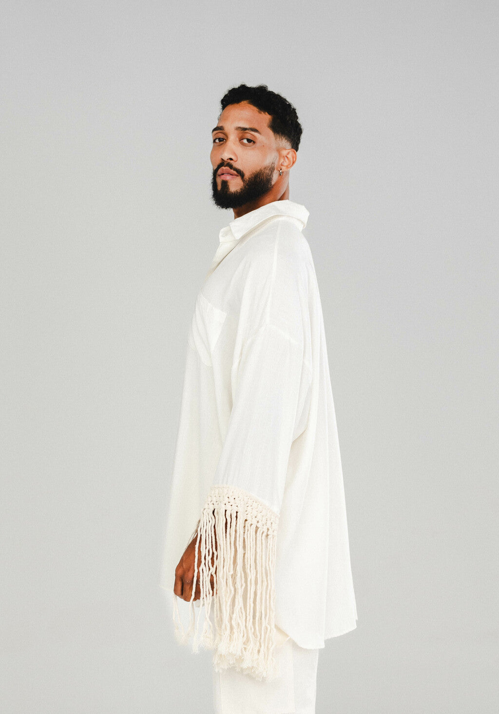 Camisa Franjas Oversized Off White