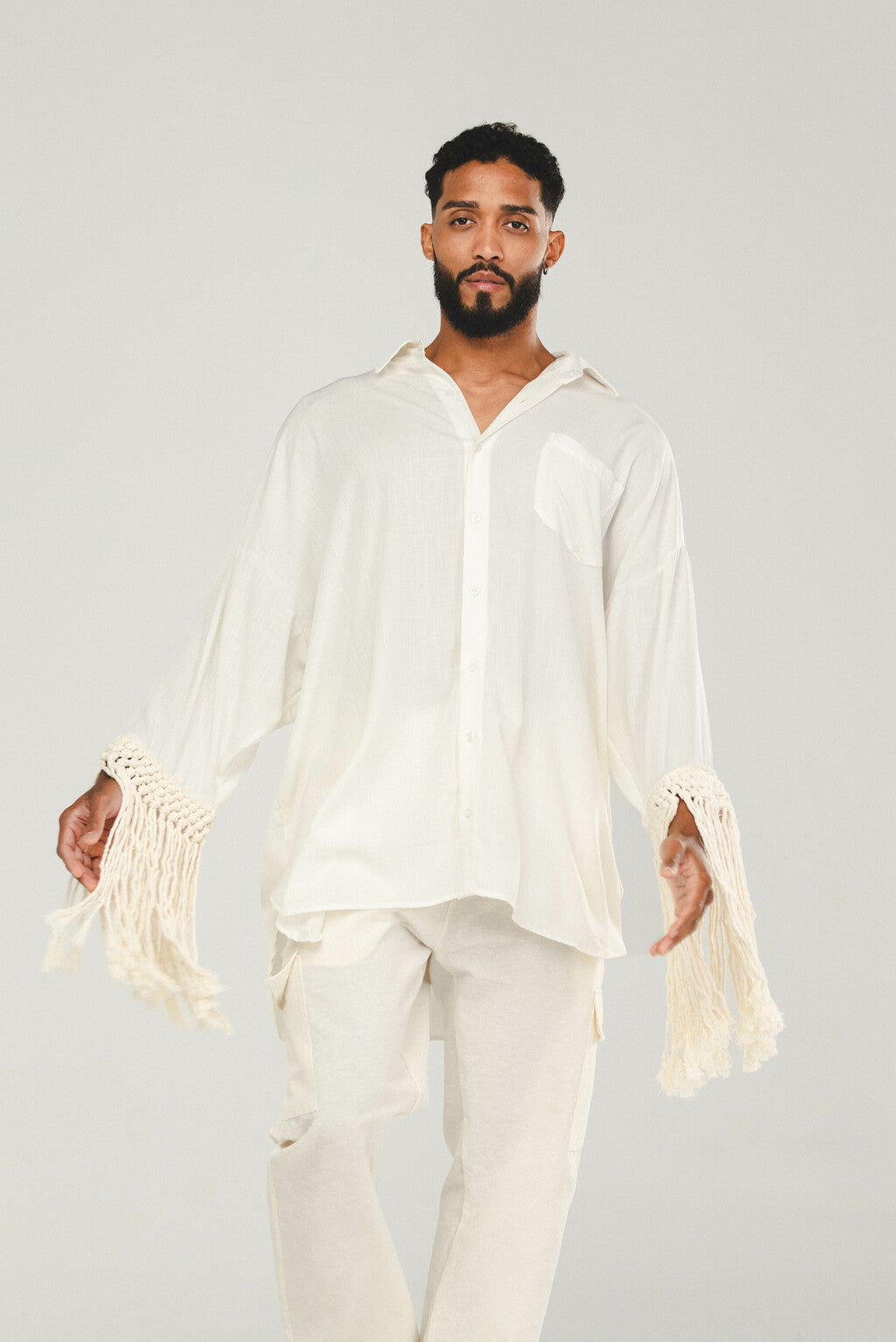 Camisa Franjas Oversized Off White