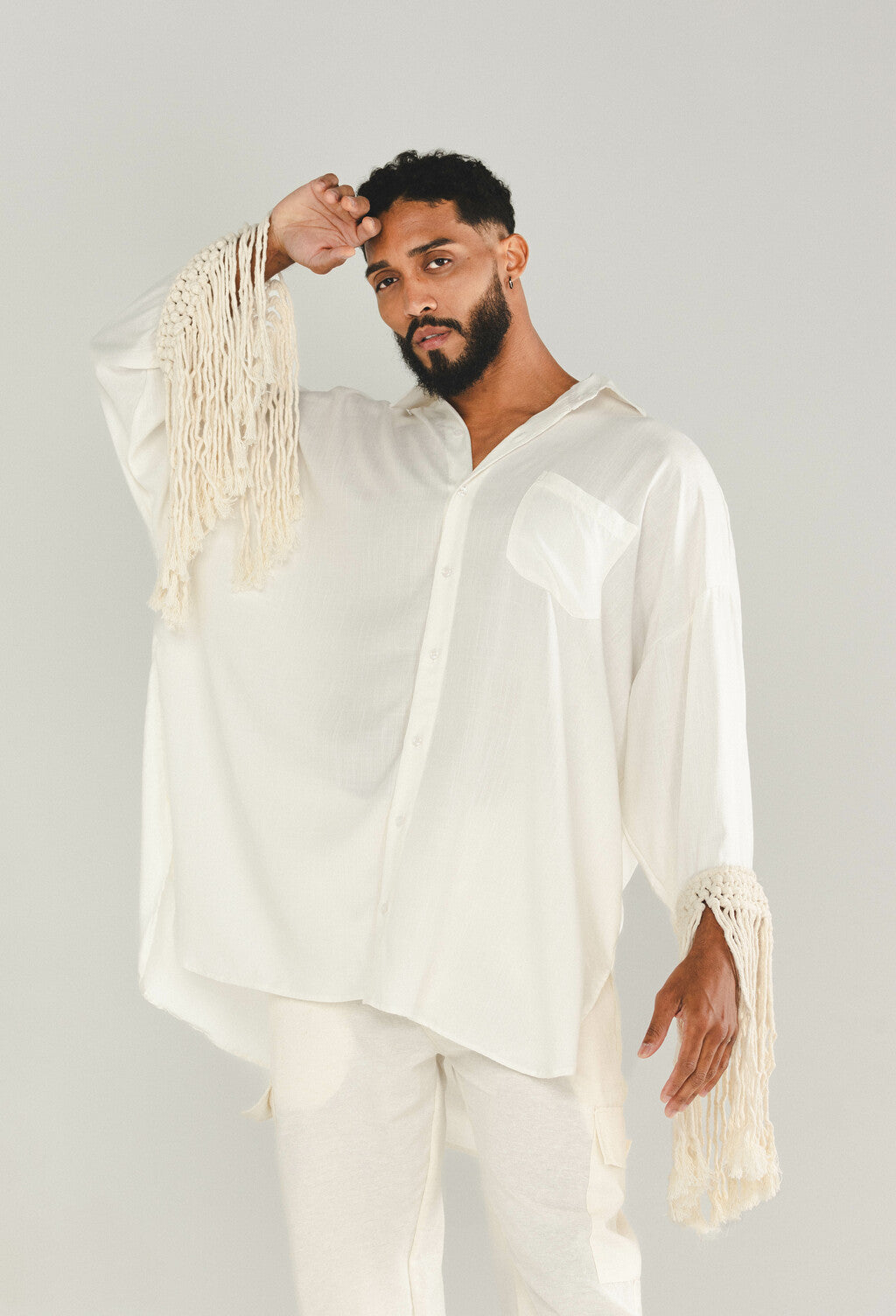 Camisa Franjas Oversized Off White