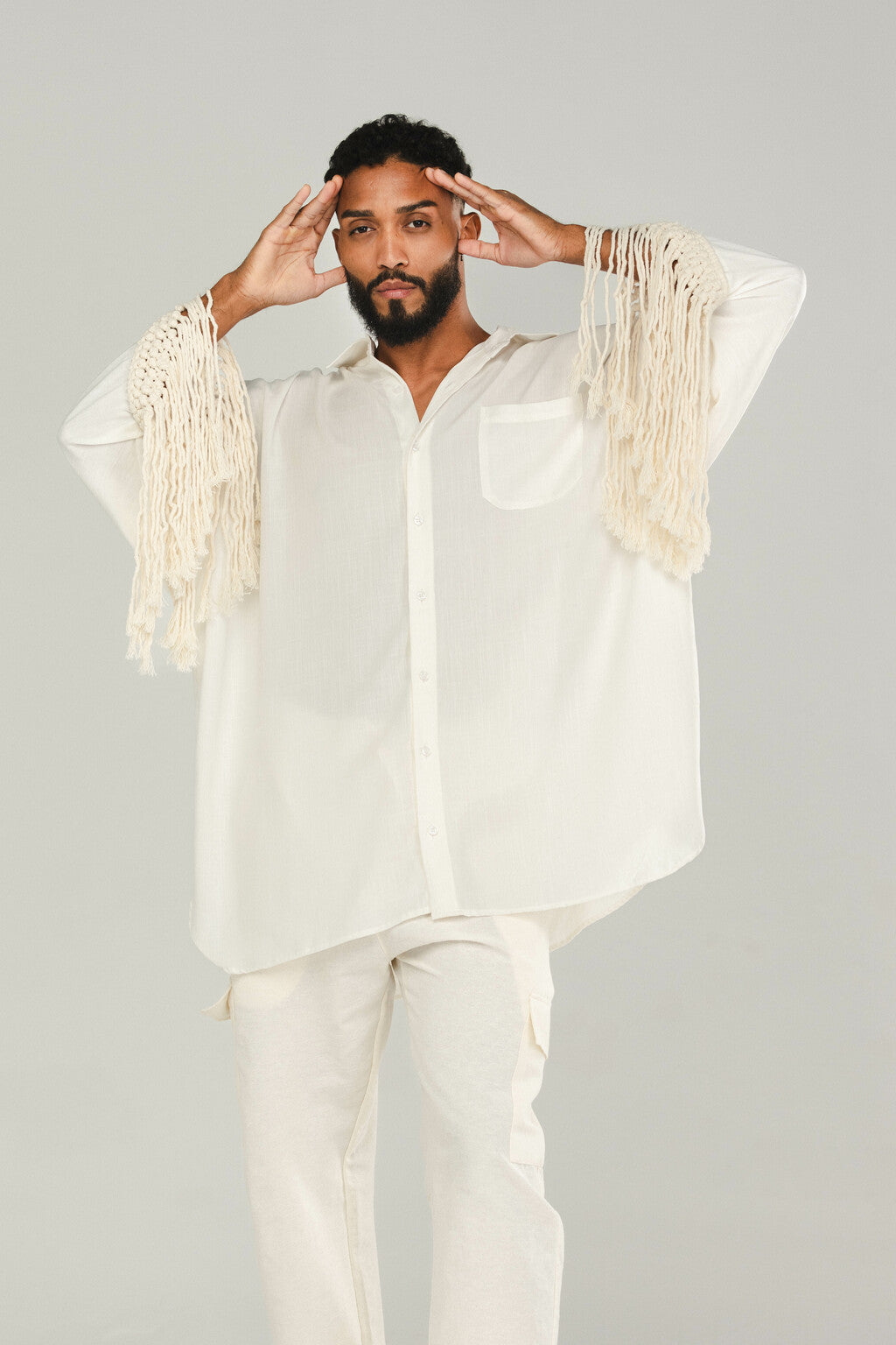 Camisa Franjas Oversized Off White
